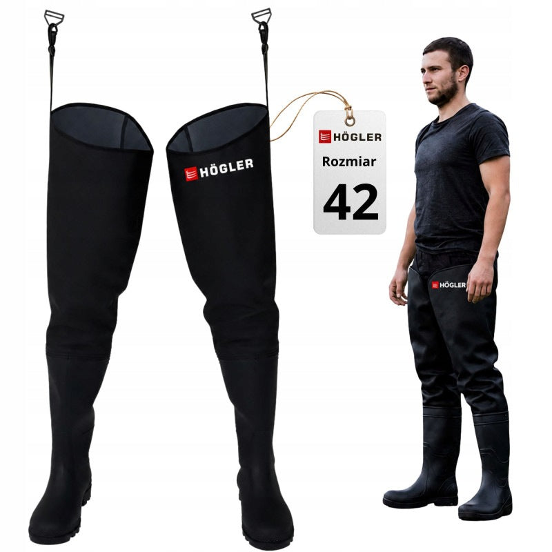 WADERS FISHING BOOTS SIZE42 RUBBER BOOTS FOR GROIN FISHING WELLIES BLACK