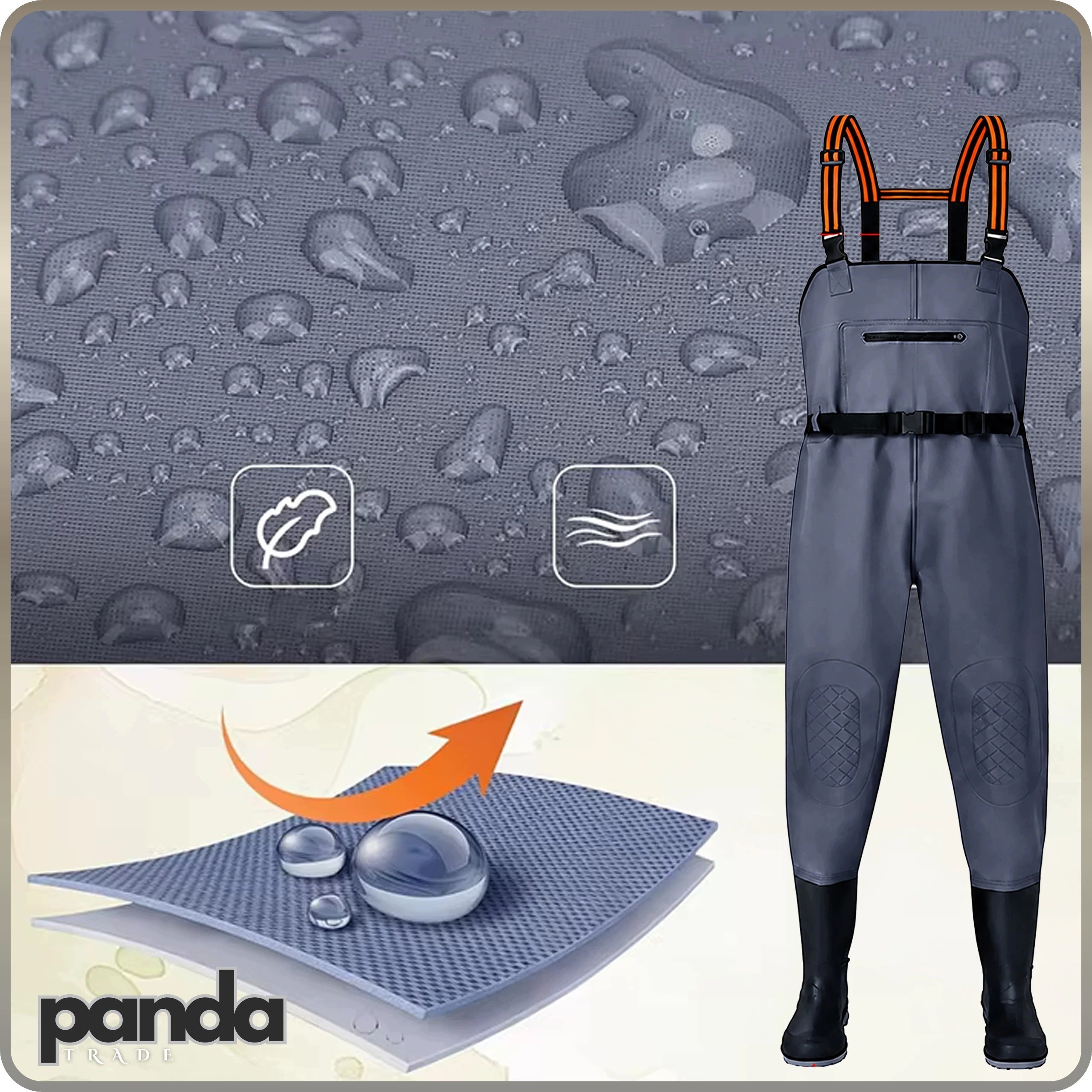 WADERS FISHING PANTS RUBBER WATERPROOF 42 r. Packaging status original
