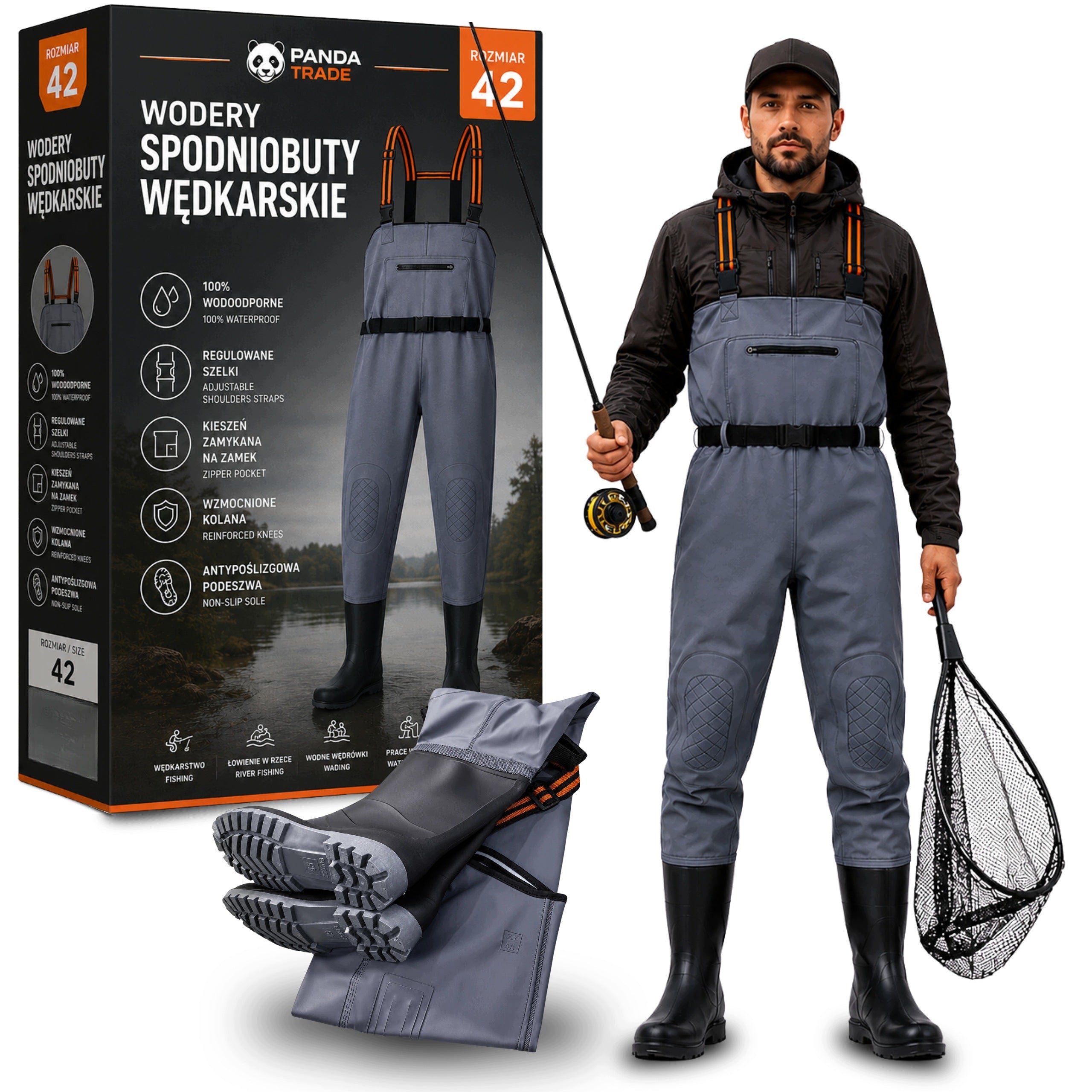 WADERS FISHING PANTS RUBBER WATERPROOF 42 r.