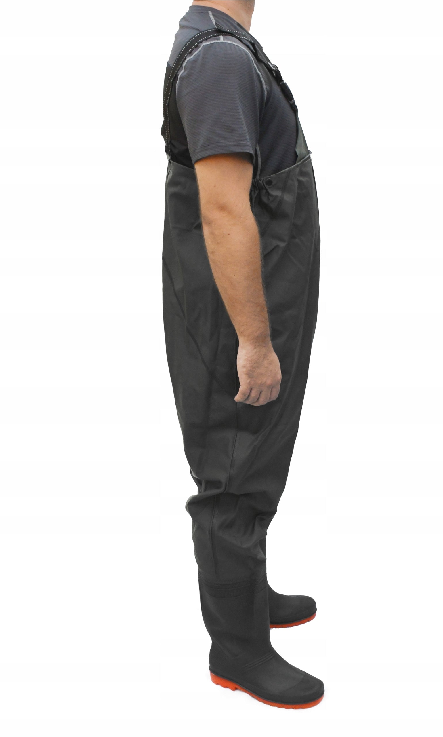 WADERS FISHING TROUSERS REINFORCED RUBBER BOOTS BLACK SIZE. 42 Model 42