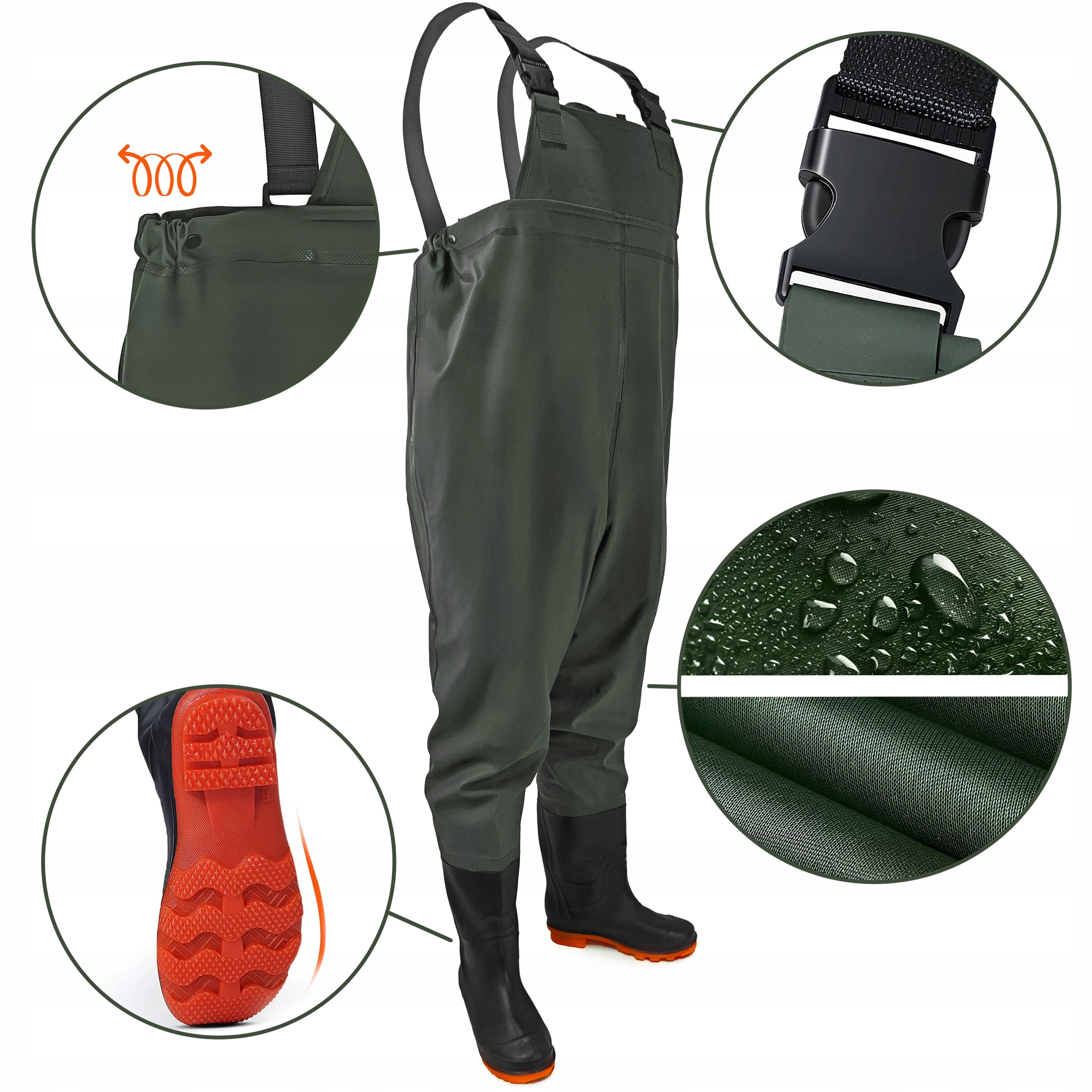WADERS FISHING TROUSERS rubber bibs OMEGA size 45 Kind high (up to chest)