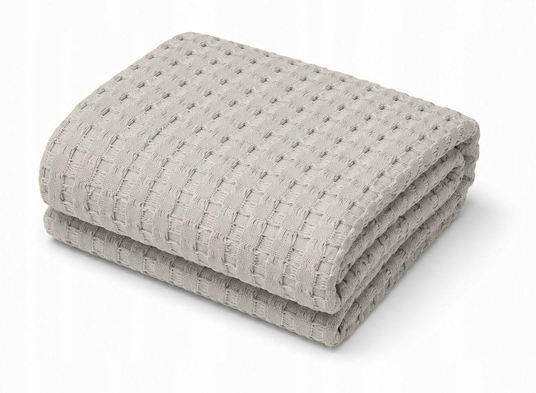 WAFER Blanket 100% COTTON 150x200cm light grey PREMIUM