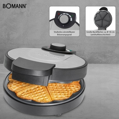WAFFLE DELICIOUS WAFFLE TOASTER BOMANN Power rating 1000 W