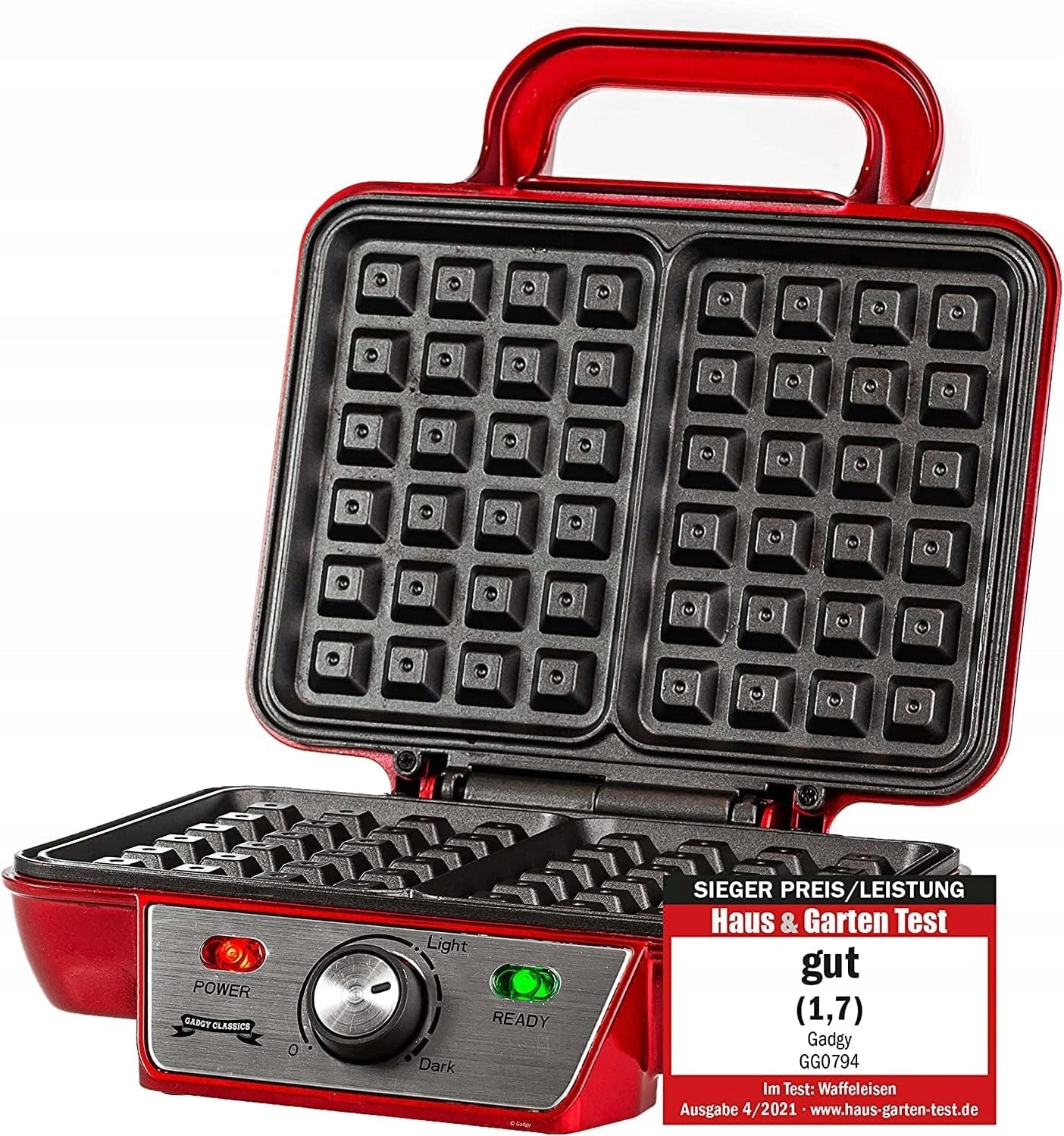 WAFFLE IRON 1000 IN NON-STICK 2 WAFFLES TEMPERATURE CONTROL RETRO