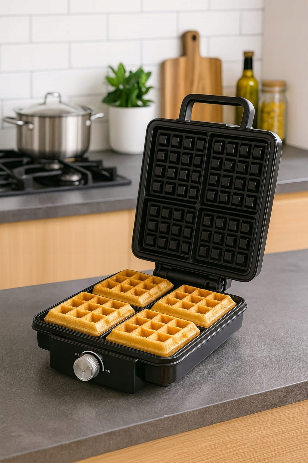 WAFFLE IRON 2200W 4 WAFFLES SIMULTANEOUSLY POWERFUL FAST RELIABLE In_Stock Packaging status original
