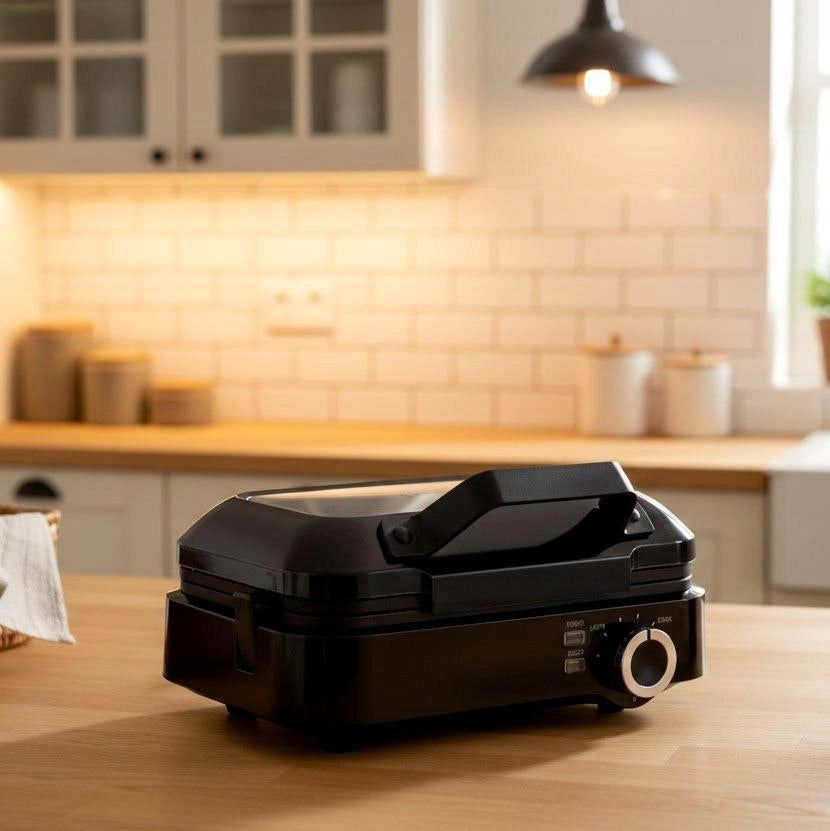 WAFFLE IRON APERTO 1200W CADDEN, STRONG, TEFLON, TEMPERATURE CONTROL Packaging status original