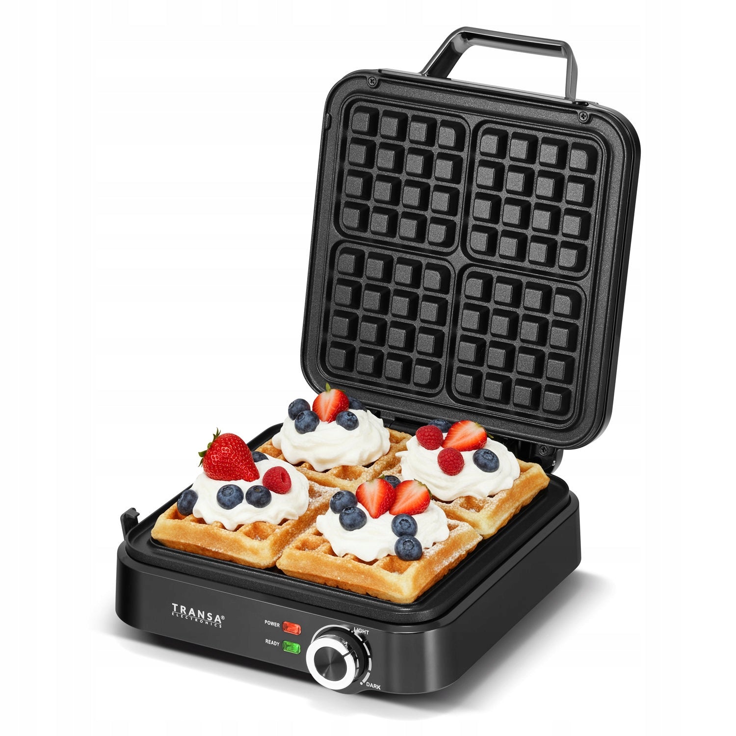 WAFFLE IRON FOR 4 LARGE WAFFLES TEMPERATURE AND BAKING DEGREE CONTROL 2200W Model FourWaffles