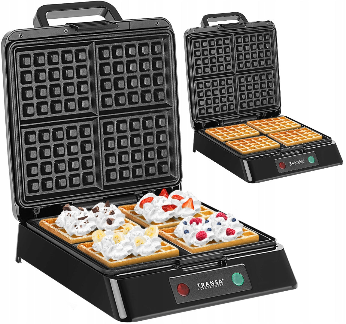 WAFFLE IRON FOR 4 WAFFLES FAST HEATING THERMOSTAT HIGH POWER 1500W