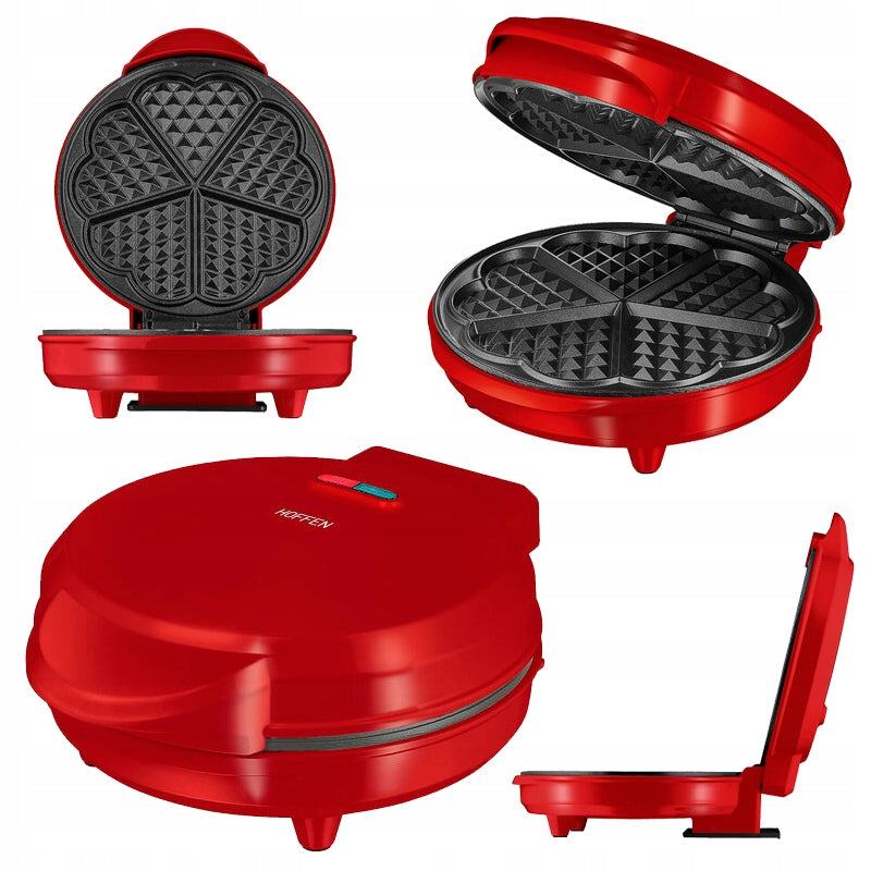 WAFFLE IRON HOFFEN 1200 IN HEART RED HEART PATTERN - 5 HEART WAFFLES