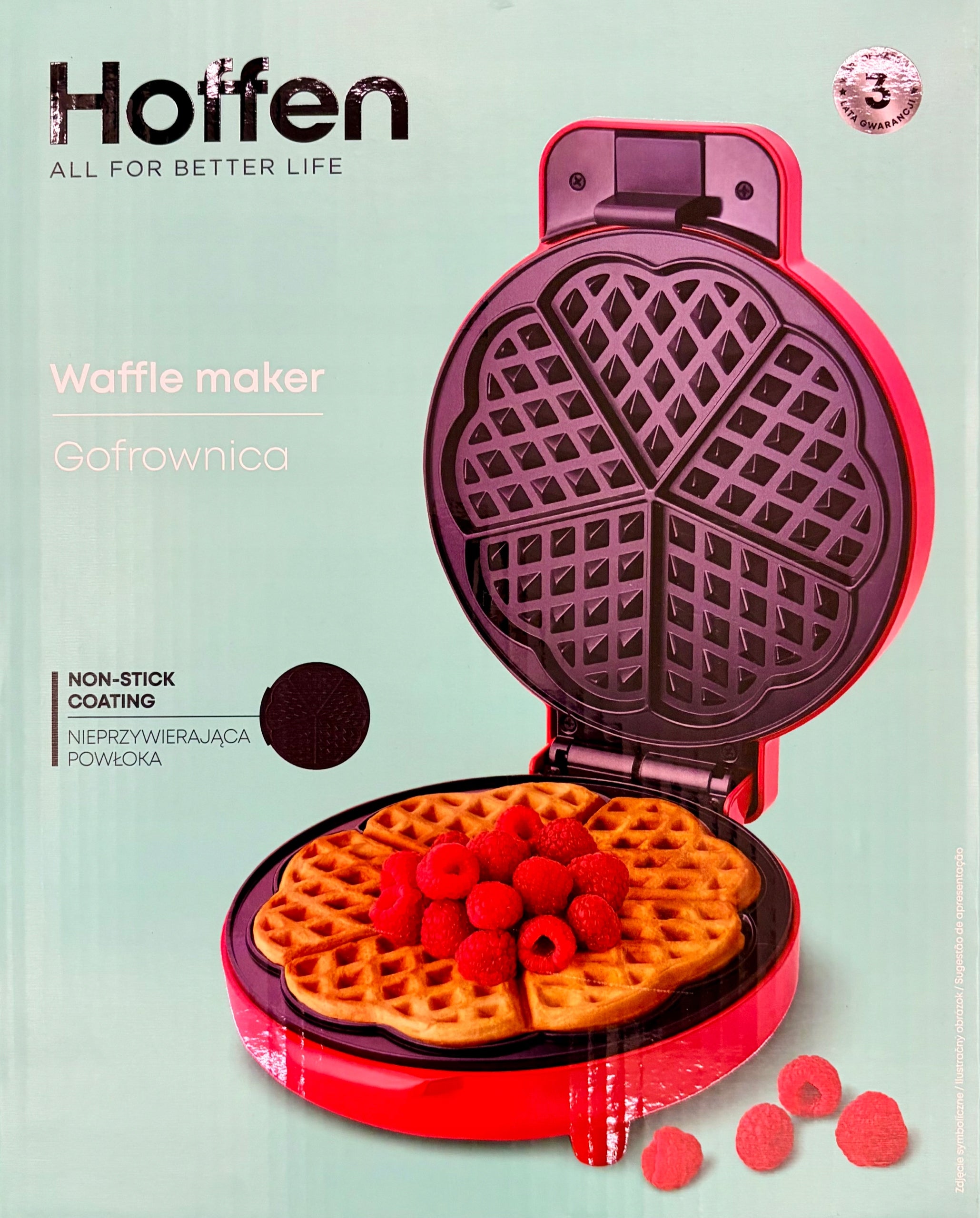 WAFFLE IRON Hoffen 1200 IN HEART red