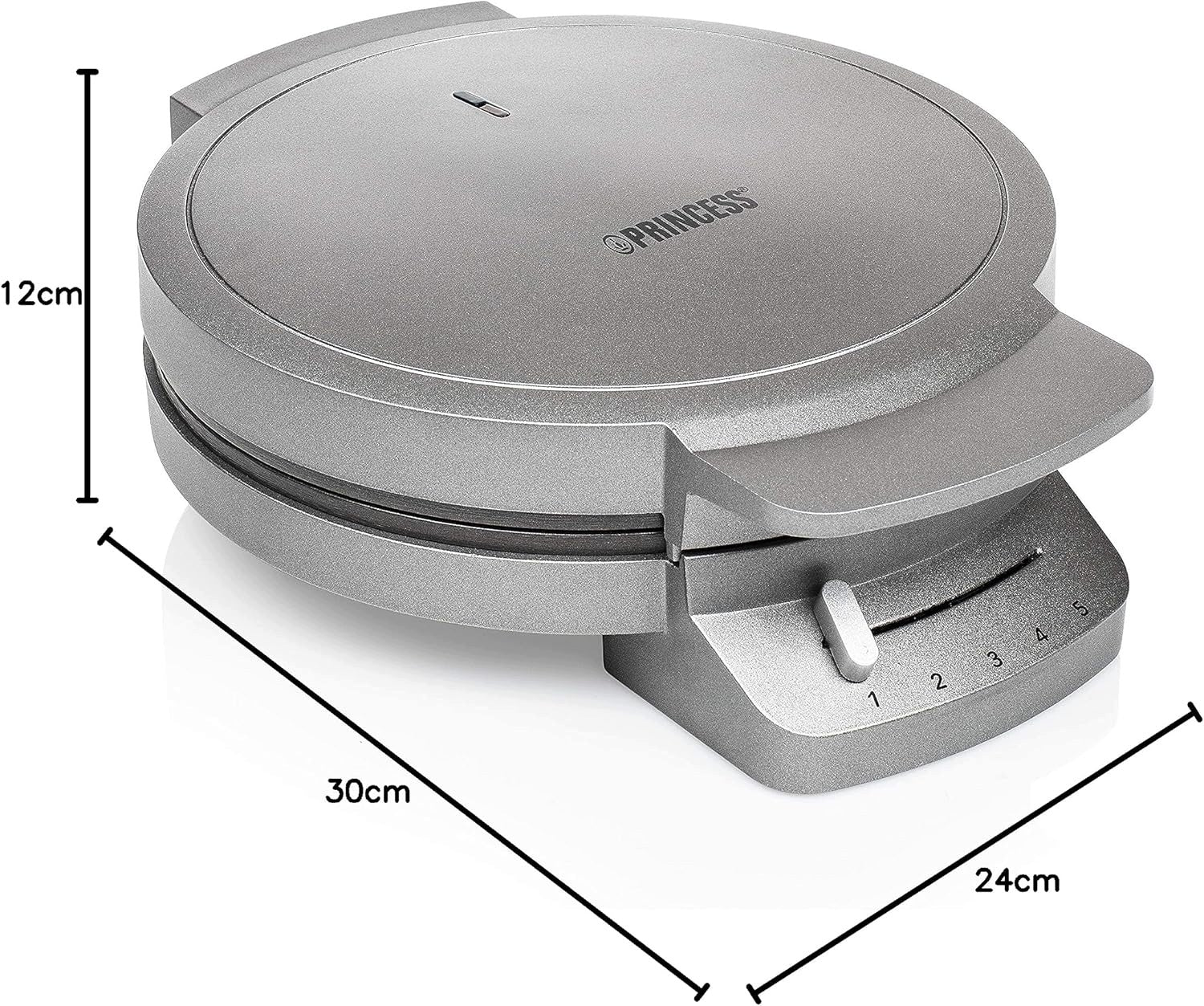 WAFFLE IRON PRINCESS 1200W HEART THERMOSTA BLACK FIVE WAFFLES Packaging status original