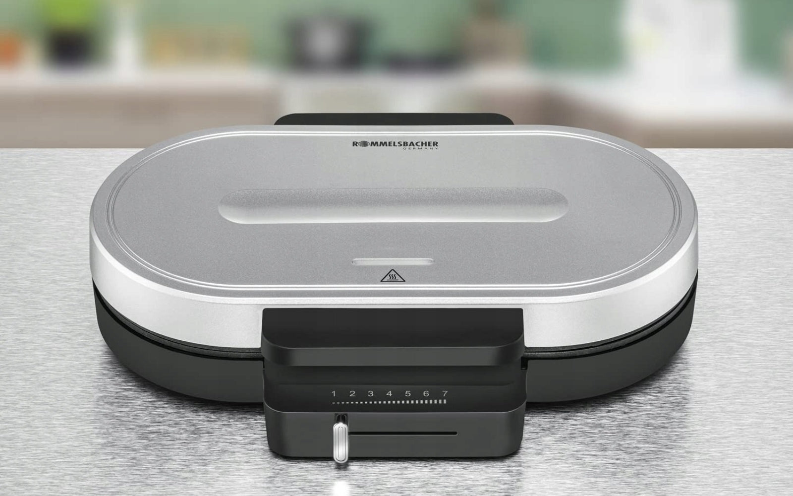 WAFFLE IRON Rommelsbacher WA 1250 1250W for 2 waffles STAINLESS STEEL SILVER Packaging status original
