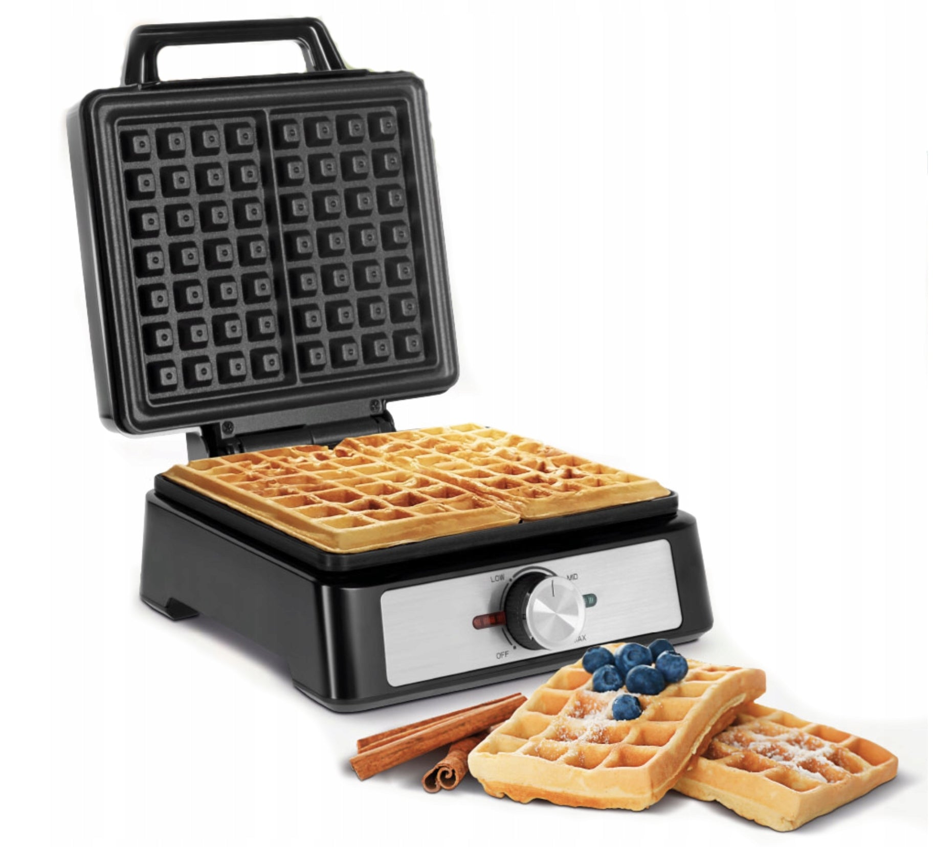 WAFFLE IRON TWO WAFFLES 1600W inox POWER ADJUSTMENT