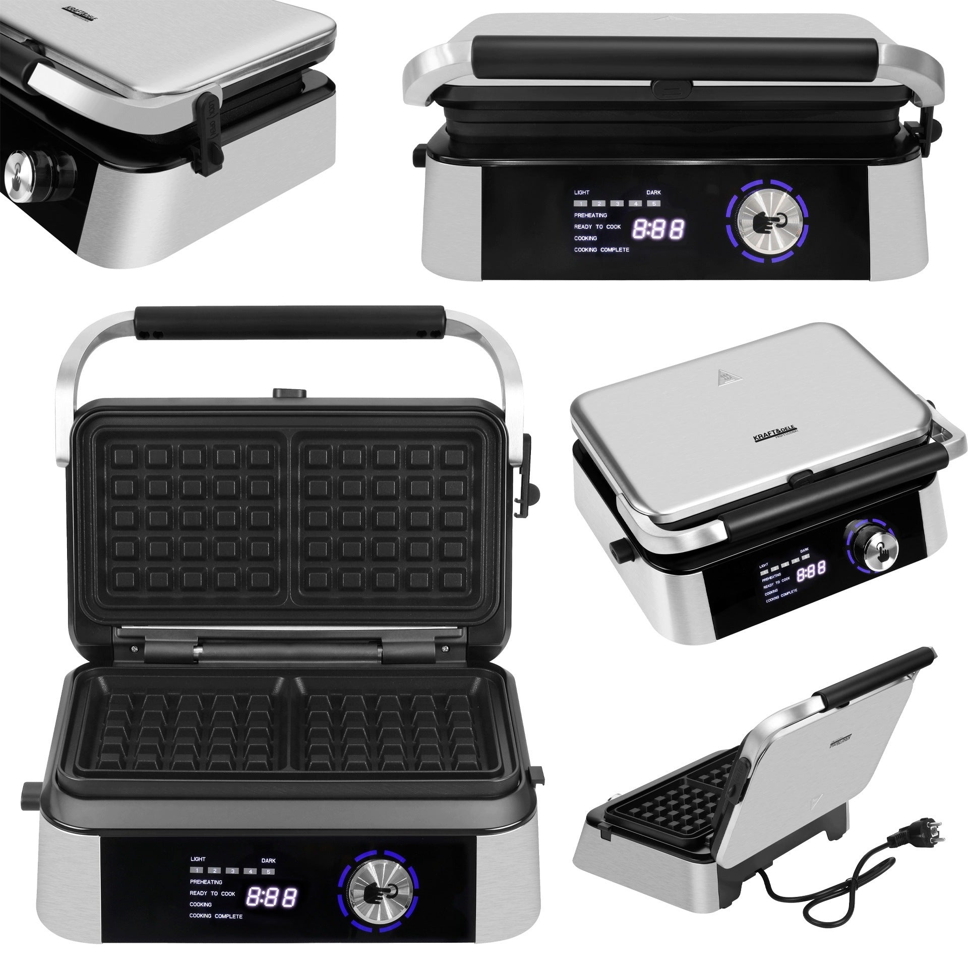 WAFFLE IRON WITH LED DISPLAY 2200W 240V 26,8X13,5 CM KD4204