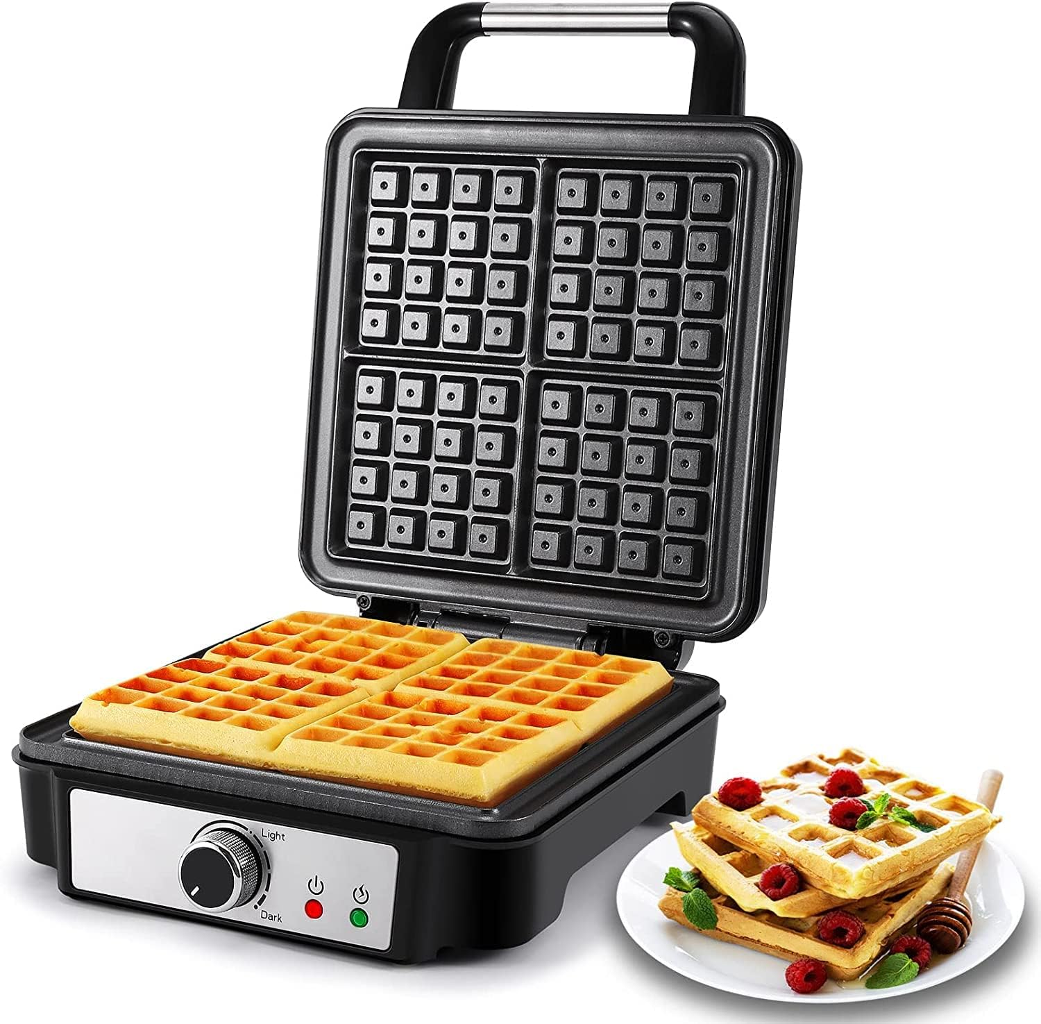 WAFFLE IRON XL 1200W FOR 4 WAFFLES TEMPERATURE CONTROL Monxook SW-2130M 230V