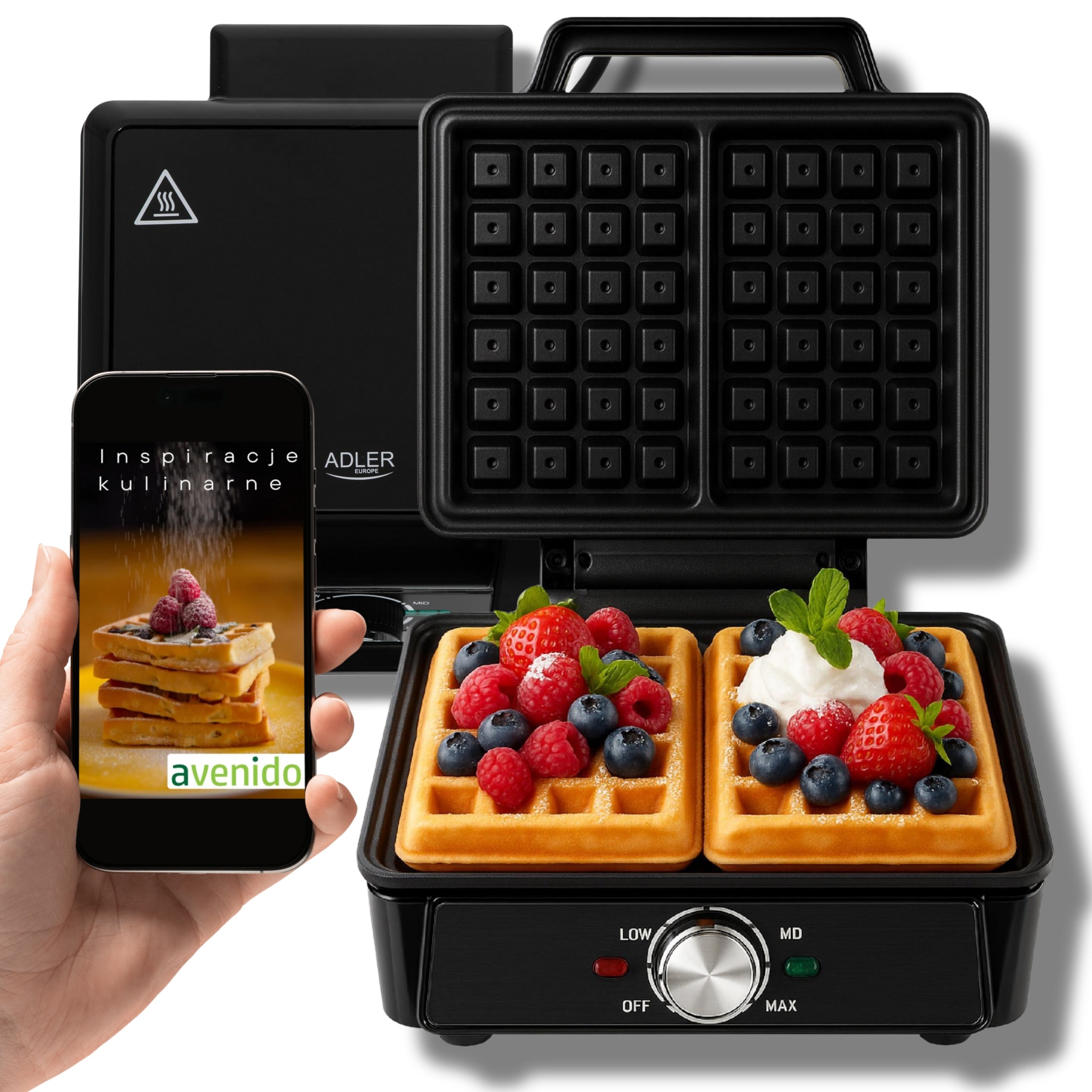 WAFFLE IRONER 2000W XXL 2 Large Waffles Temperature Control NON-STICK Strong