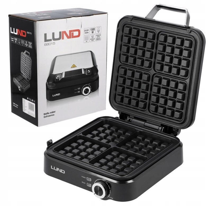 WAFFLE MAKER 1500W 4 LARGE CRISPY WAFFLES STRONG LUND WITH TEMPERATURE CONTROL