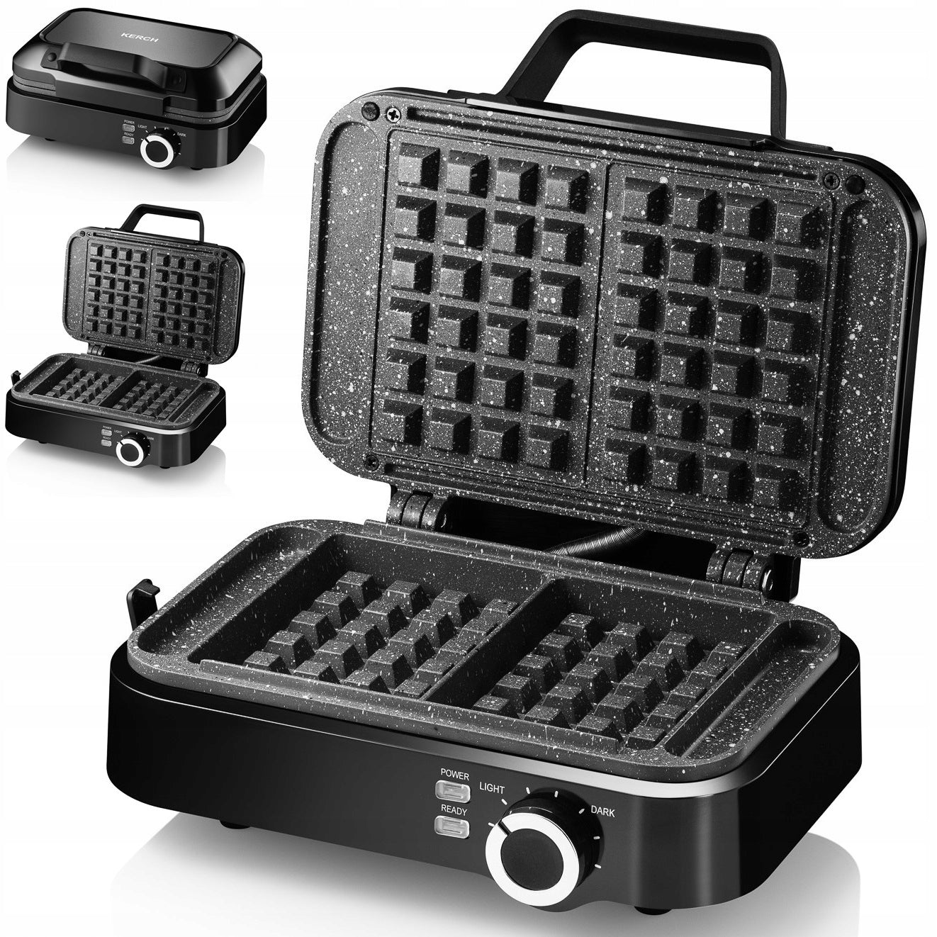 WAFFLE MAKER 2 CRISPY WAFFLES REGULATION KERCH SMART MARBLE COATING 2200W