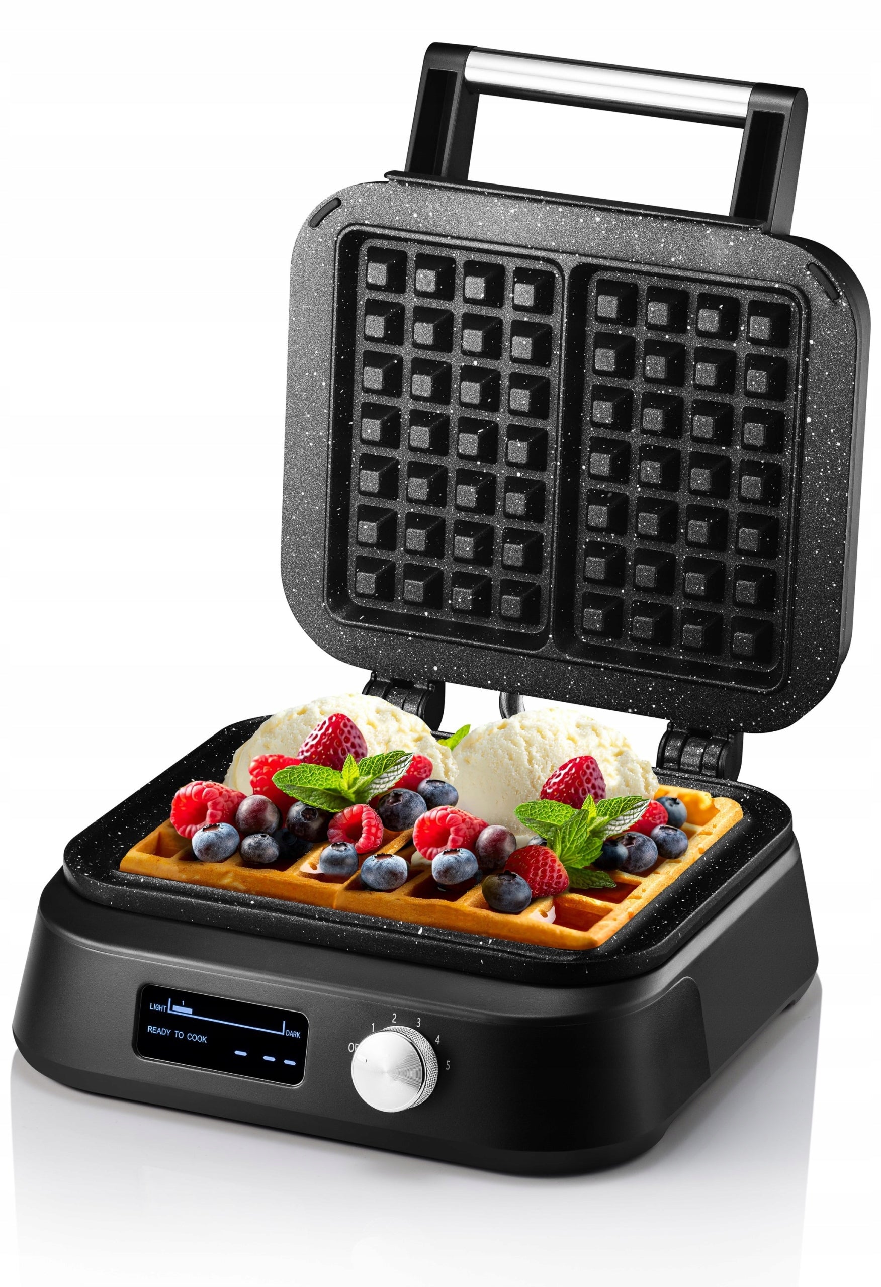 WAFFLE MAKER 2 LARGE CRISPY WAFFLES KERCH SIESTA MARBLED COATING 2500W Power rating 1500 W