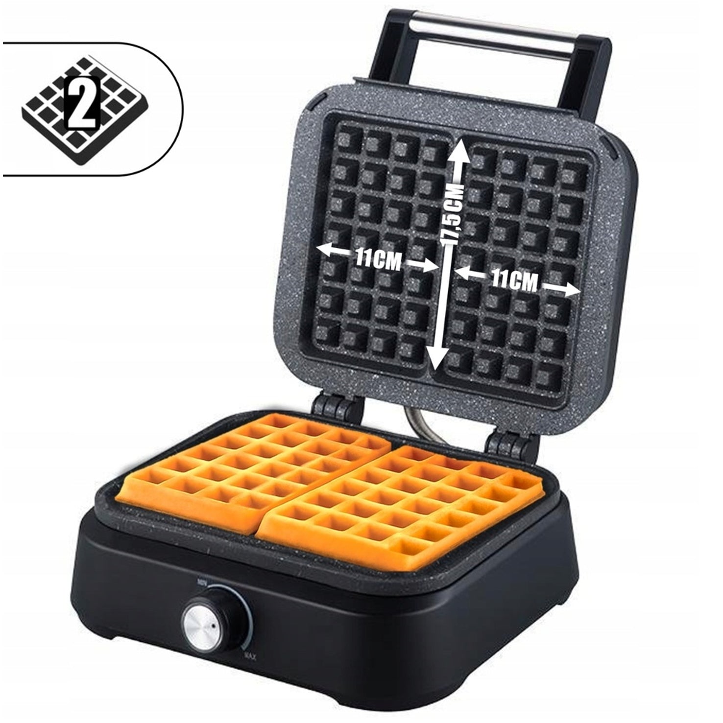 WAFFLE MAKER 2 LARGE CRISPY WAFFLES STRONG SMART MARBLED COATING 2200W Power rating 2200 W