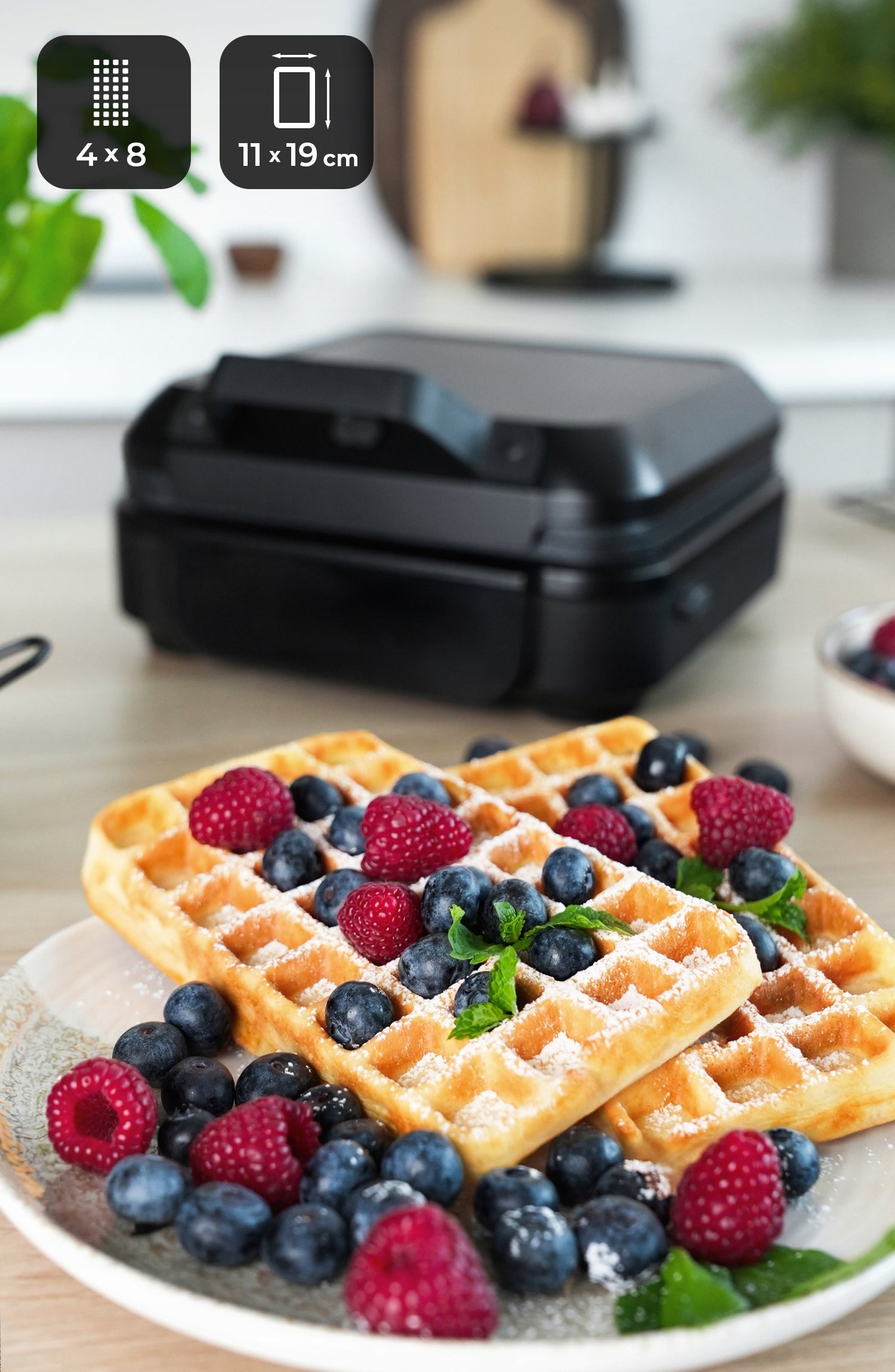 WAFFLE MAKER 2 LARGE WAFFLES GENIUS 2200 8 DEGREES BAKING 5 PROGRAMS Power rating 1500 W