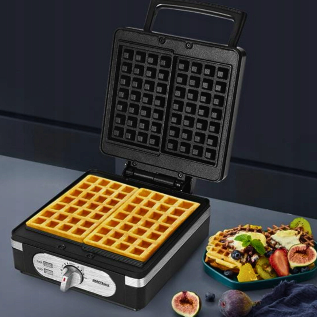 WAFFLE MAKER 2000W WAFFLE TOASTER STRONG WITH TEMPERATURE CONTROL BLACK Brand no brand