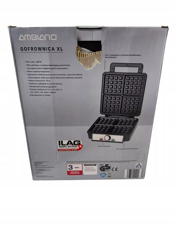WAFFLE MAKER 4 CRISPY WAFFLES VERY HIGH POWER 1100W Power rating 1200 W