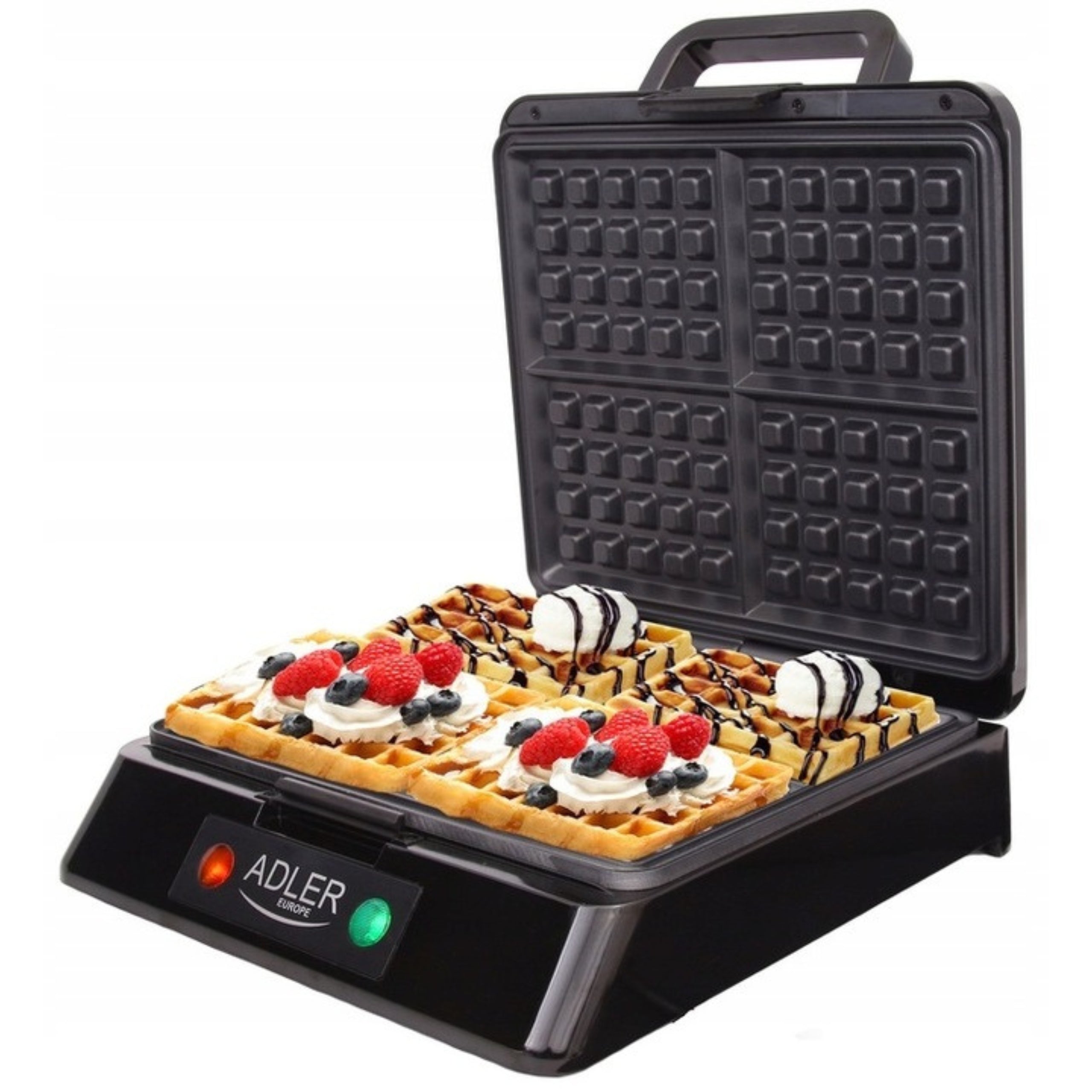 WAFFLE MAKER 4 DELICIOUS CRISPY WAFFLES POWER 1500W COVER WITH LATCH+RECIPE Brand no brand