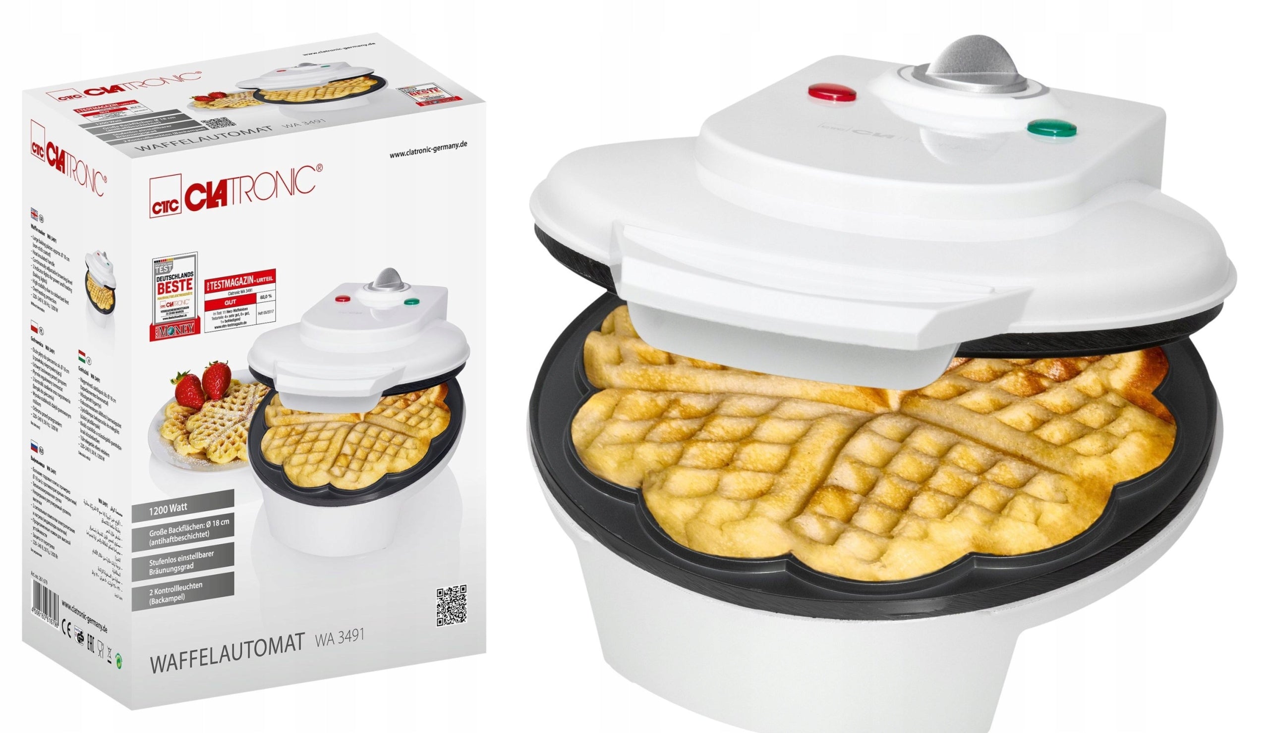 WAFFLE MAKER DELICIOUS WAFFLE HEARTS CLATRONIC WA3491 Power rating 1200 W