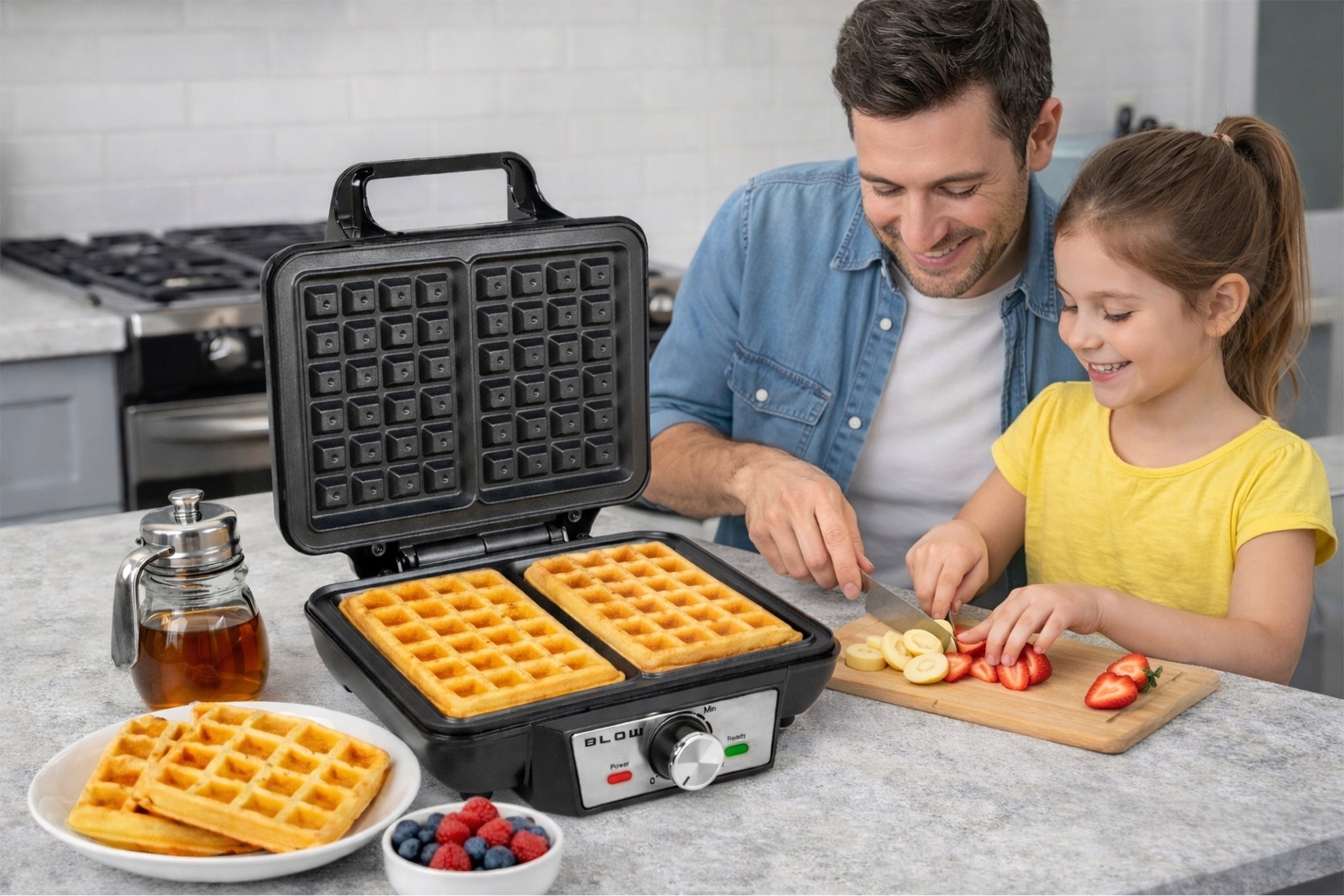 WAFFLE MAKER FOR 2 LARGE CRISPY WAFFLES TEMPERATURE CONTROL XXL STRONG 2200W Packaging status original