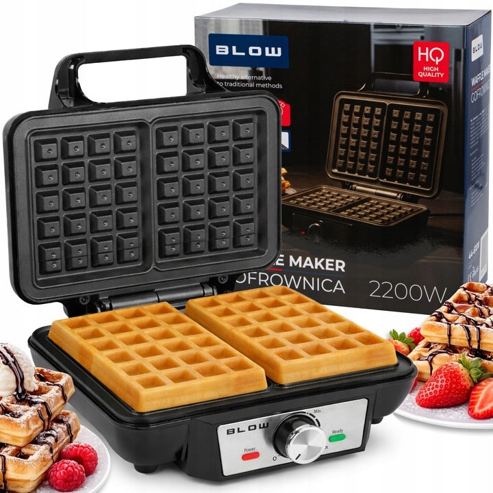 WAFFLE MAKER FOR 2 LARGE CRISPY WAFFLES TEMPERATURE CONTROL XXL STRONG 2200W