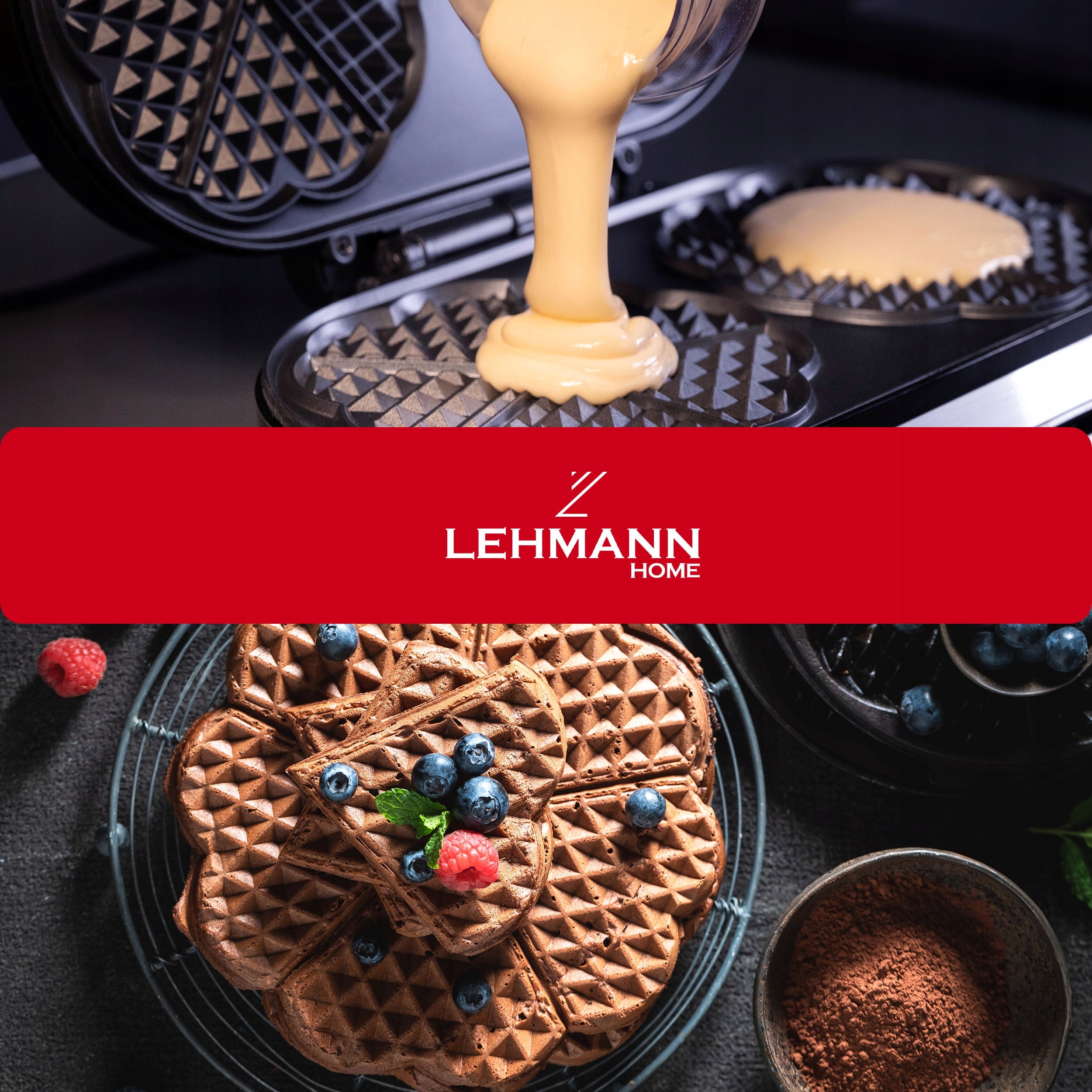 WAFFLE MAKER FOR 2 LARGE WAFFLE HEARTS ADJUSTMENT STRONG NON-LEAKING 2000 Packaging status original