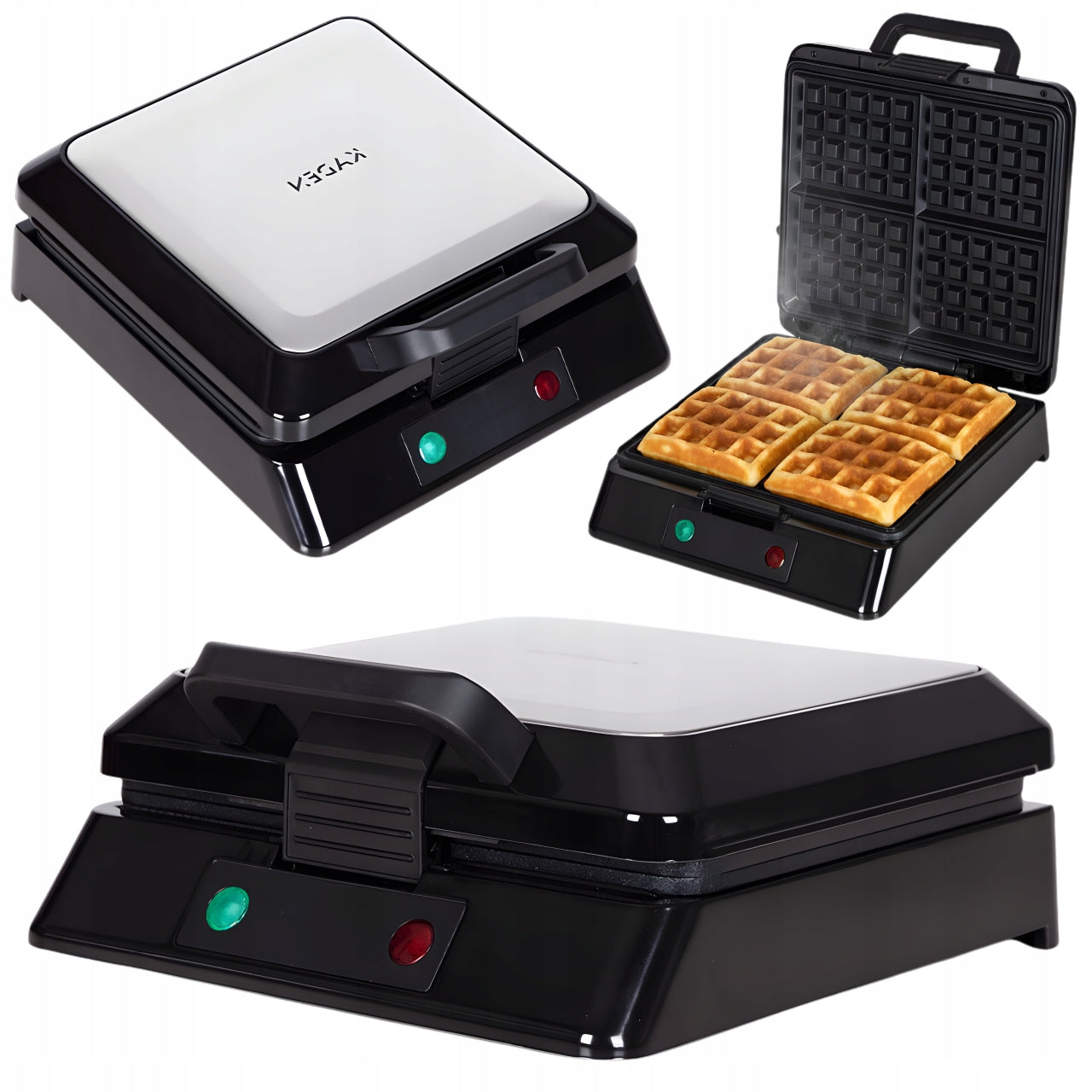 WAFFLE MAKER TOASTER 1300W BLACK NON-STICK COATING