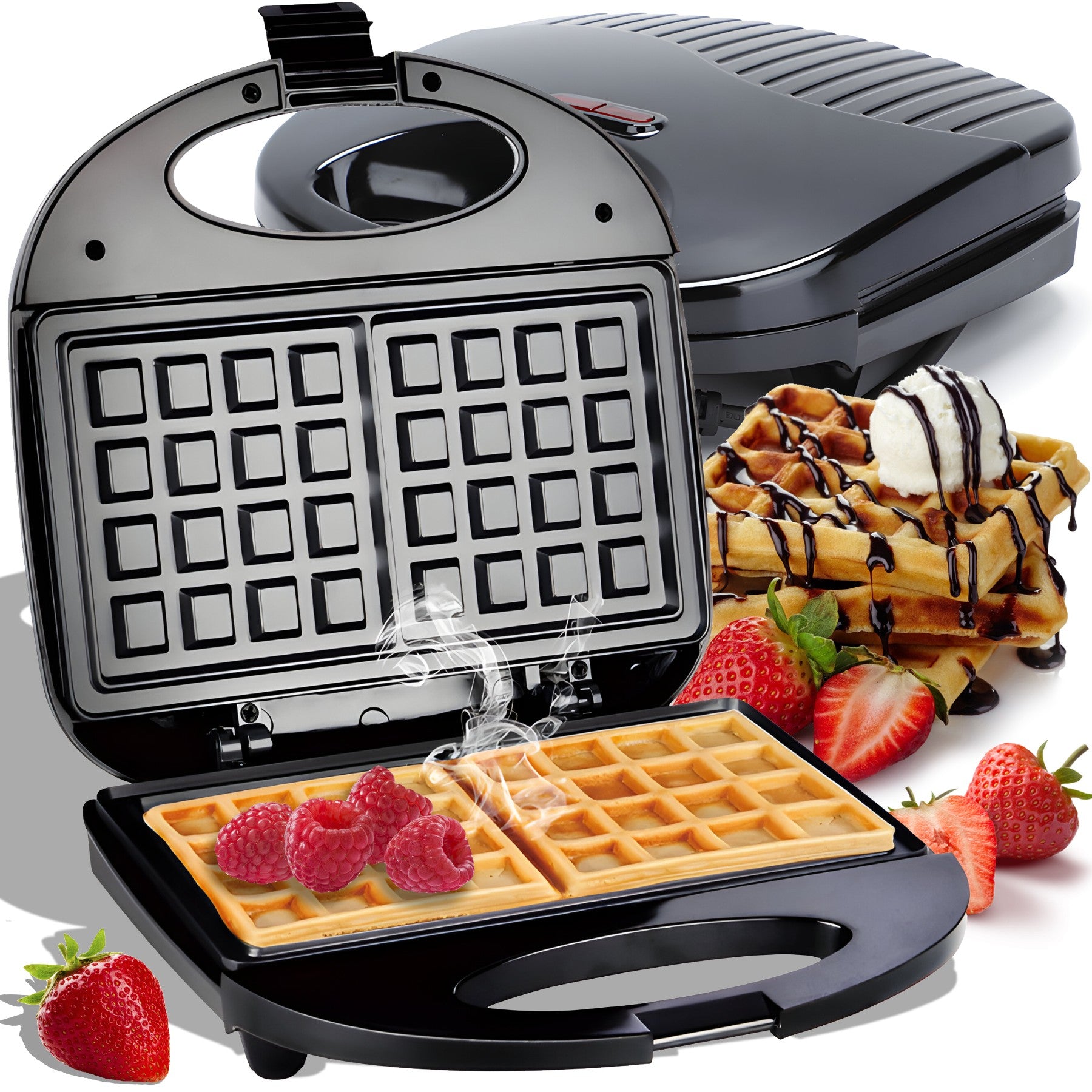 WAFFLE MAKER WAFER CONTACT TOASTER NON-STICK COATING 2 WAFFLES 750W