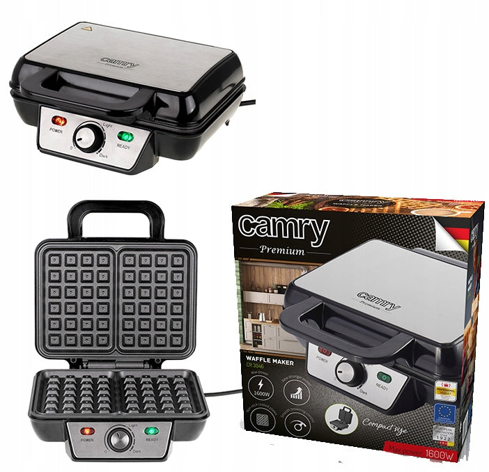 WAFFLE MAKER XXL 2 COMPACT WAFFLES ADJUSTABLE LARGE CAMRY CR 3046 1600W Power rating 1600 W