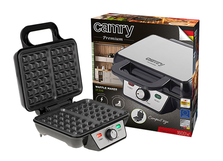 WAFFLE MAKER XXL 2 COMPACT WAFFLES ADJUSTABLE LARGE CAMRY CR 3046 1600W