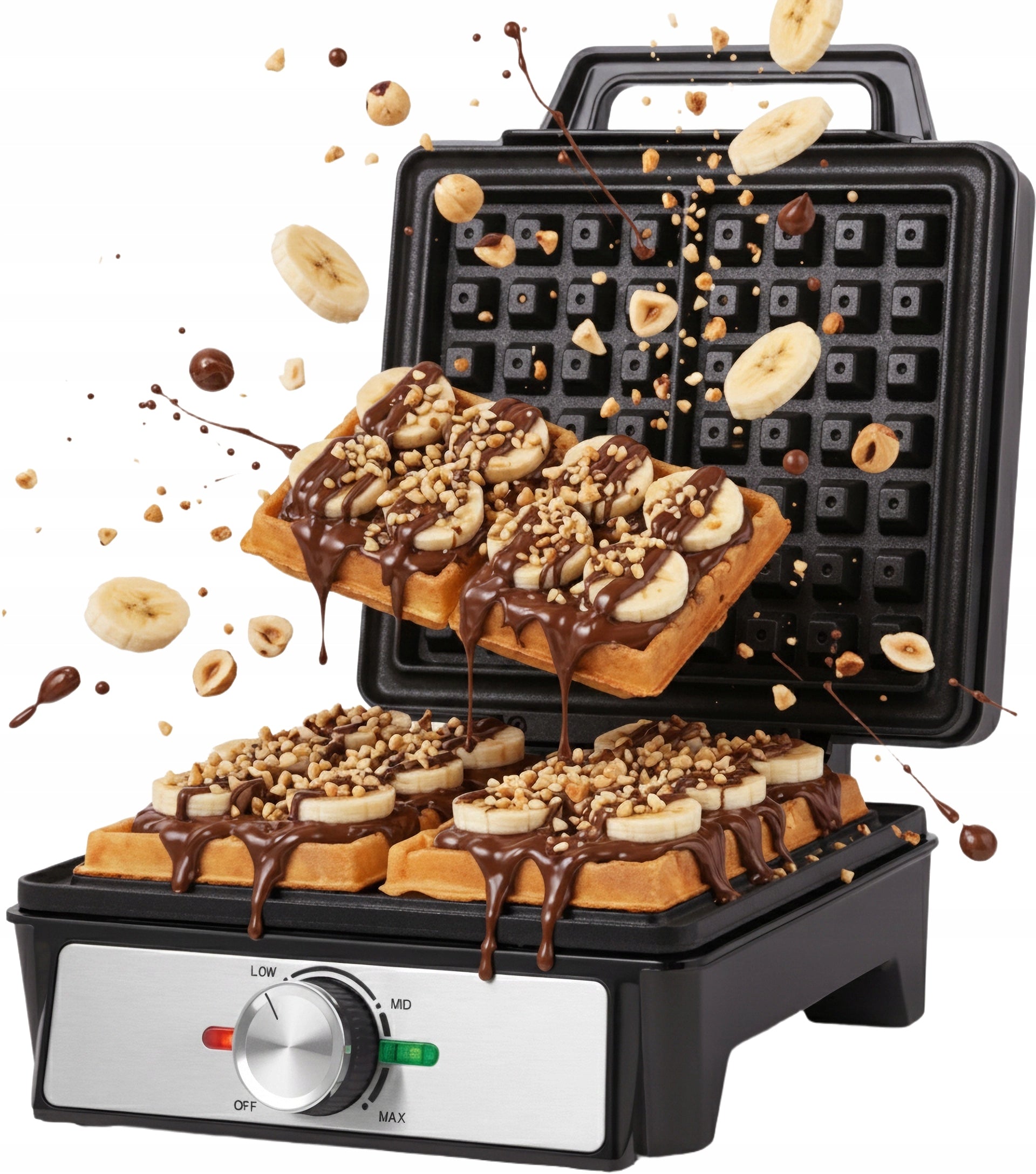 WAFFLE MAKER XXL 2 WAFFLES WITH TEMPERATURE CONTROL FLUFFY CRISPY WAFFLES