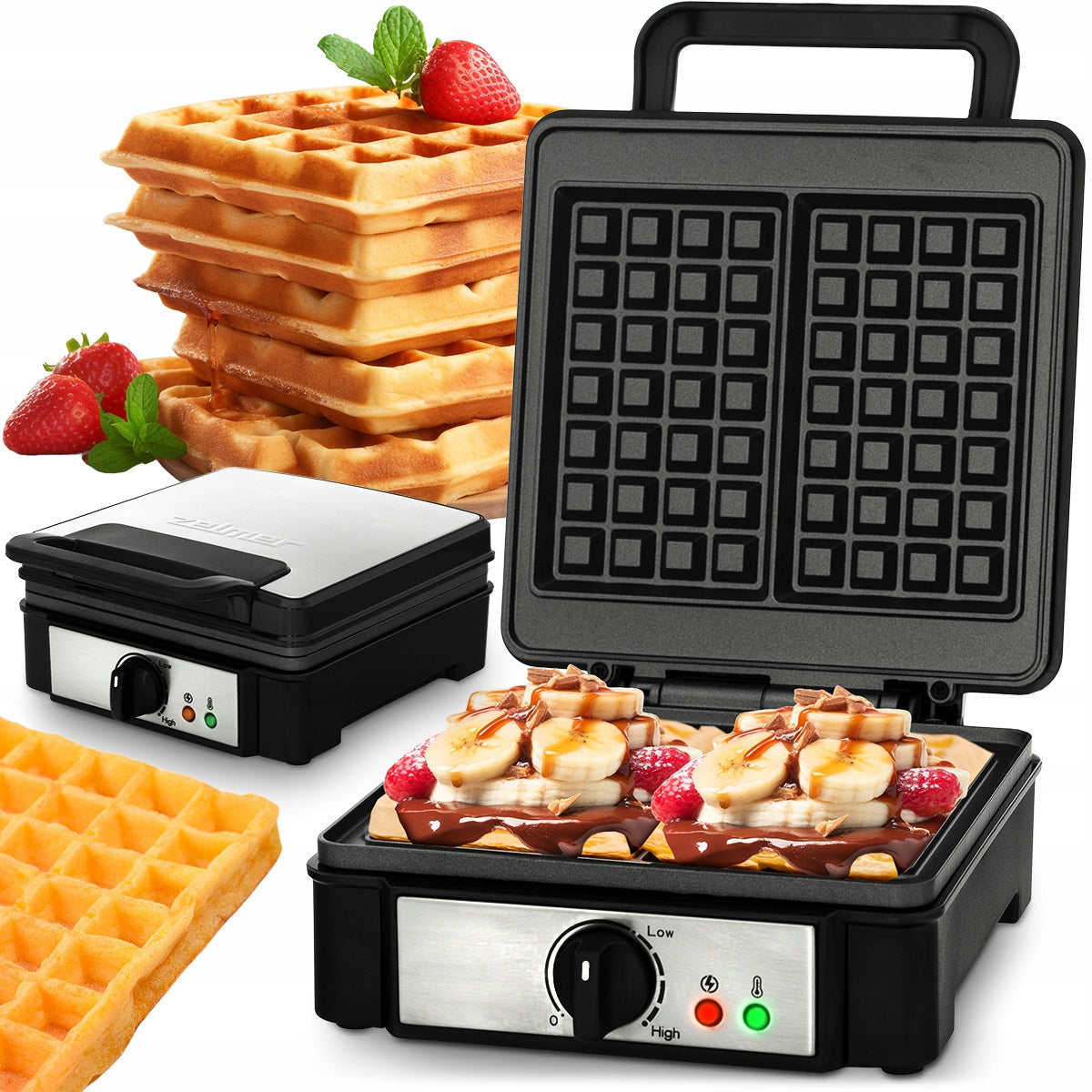WAFFLE MAKER ZELMER ZWM0012 WAFFLES XXL NON-STICK SURFACE 1200W