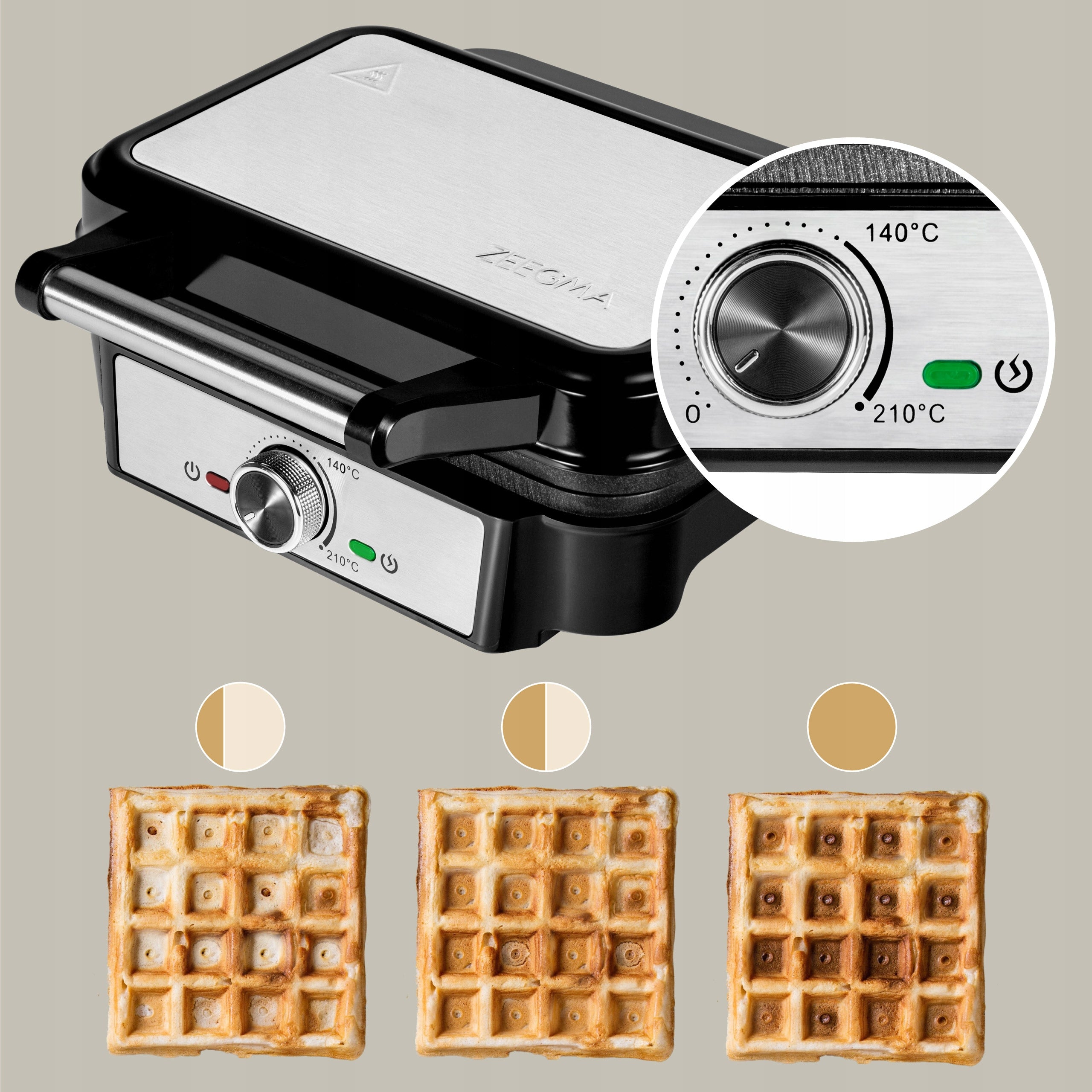 WAFFLE MAKER strong 2 large waffles NON-STICK NON-LEAKING ADJUSTMENT EAN (GTIN) 5903771722575