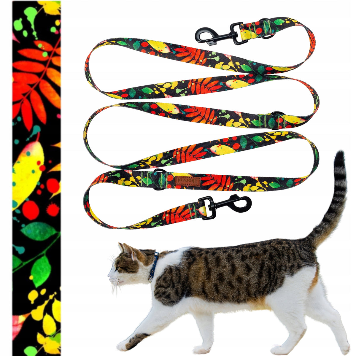 WALKING leash adjustable up to 300 cm LARGE CAT Ukory COLORFUL