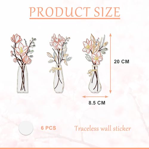 WALL DECORATION FLOWERS VASE ACRYLIC MODERN SET OF 3 Manufacturer code Bez marki