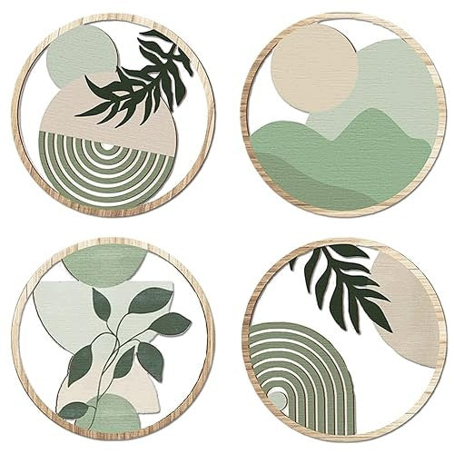 WALL DECORATION ROUND WOODEN BOHO MINIMALIST SET OF 5 Brand no brand