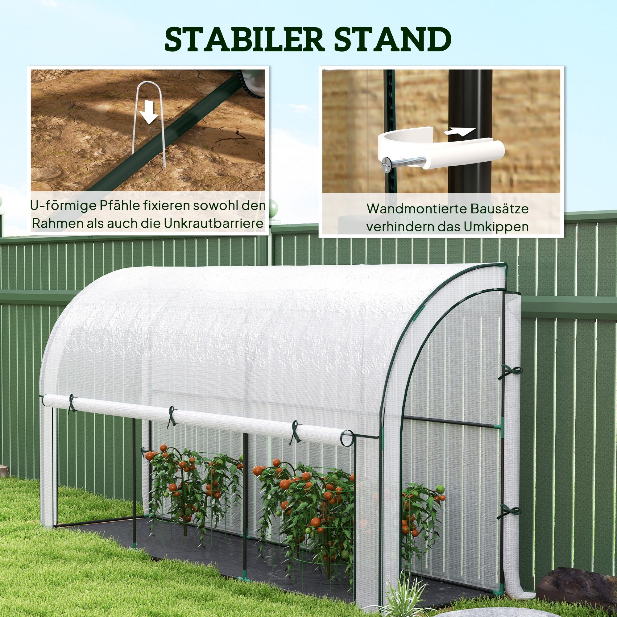 WALL GREENHOUSE, FLOWERBED AVAILABLE, PLASTIC TARPAULIN, 300X80X157 CM EAN (GTIN) 0743085259245