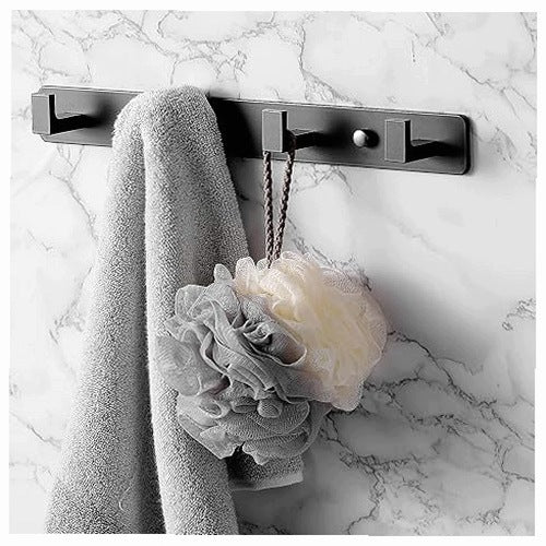 WALL HANGER 4 HOOKS ALUMINUM BLACK MATTE FOR TOWEL CLOTHES