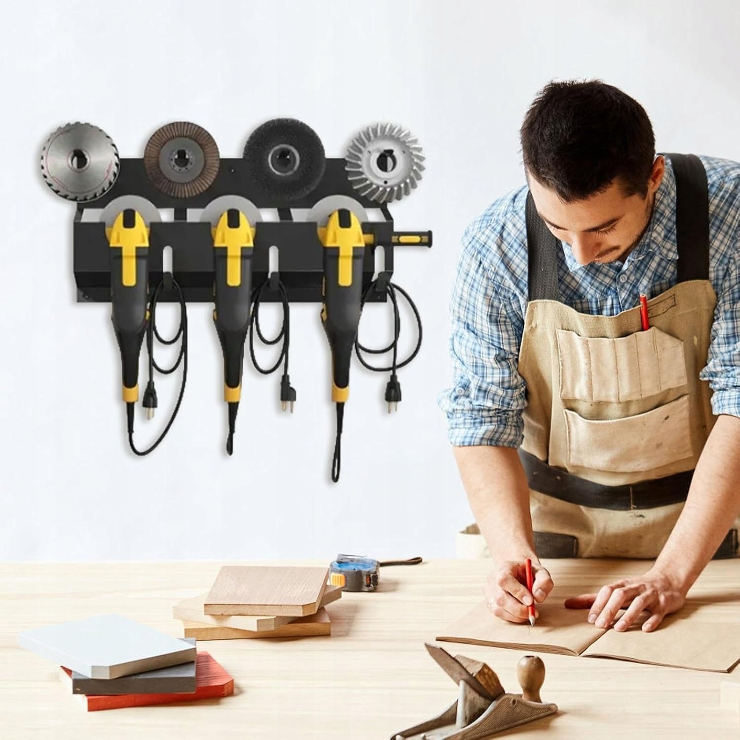 WALL HANGER ANGLE GRINDER HOLDER WITH 4 POLISHER COMPARTMENTS Manufacturer code 6TL1353BK