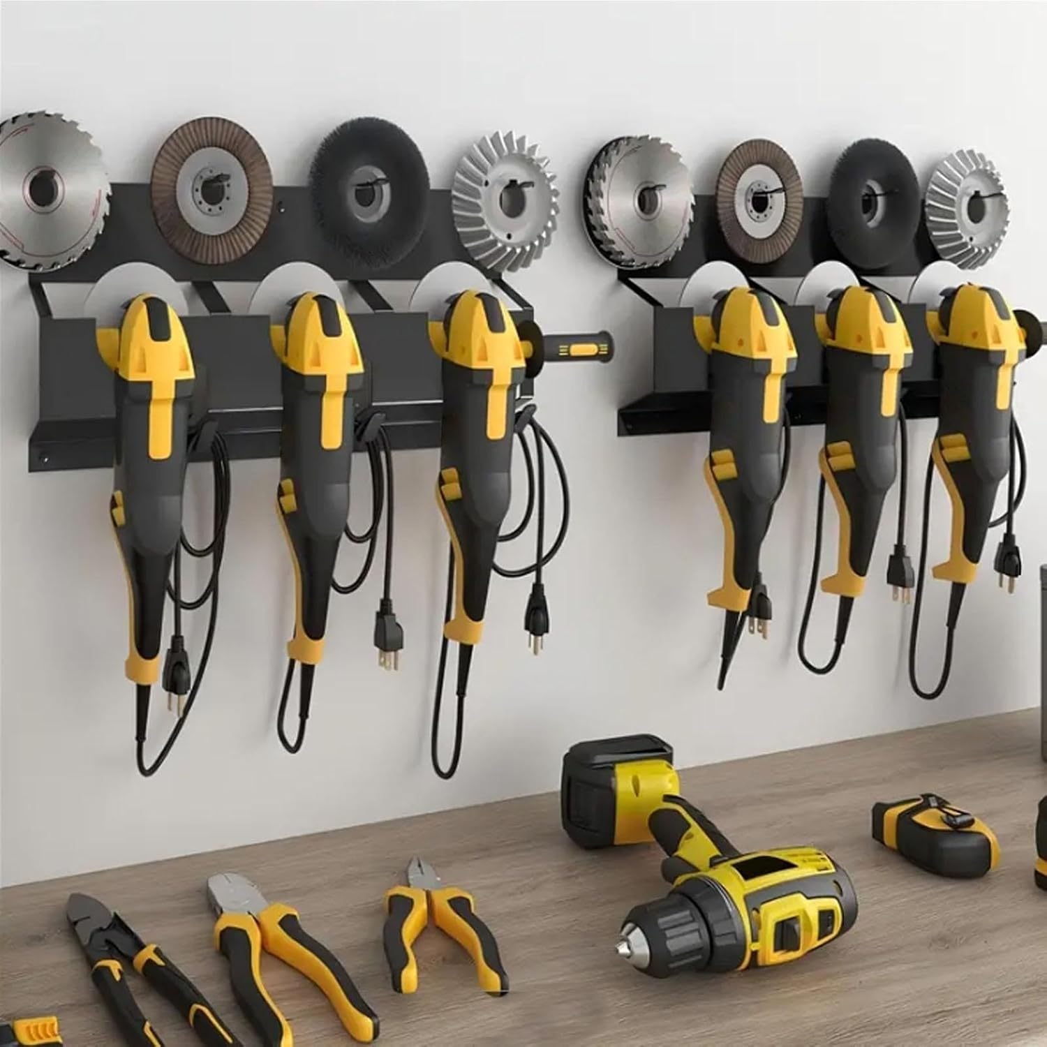 WALL HANGER ANGLE GRINDER HOLDER WITH 4 POLISHER COMPARTMENTS Number of places to hang 3