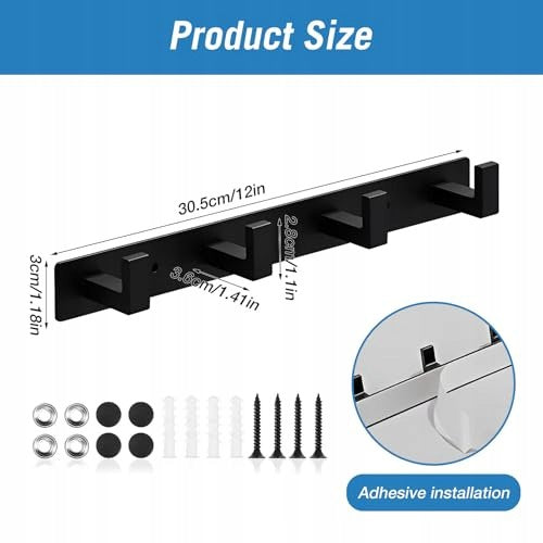 WALL HANGER BLACK 4 HOOKS STAINLESS STEEL SET OF 2 STEEL Manufacturer code Nieoznaczona