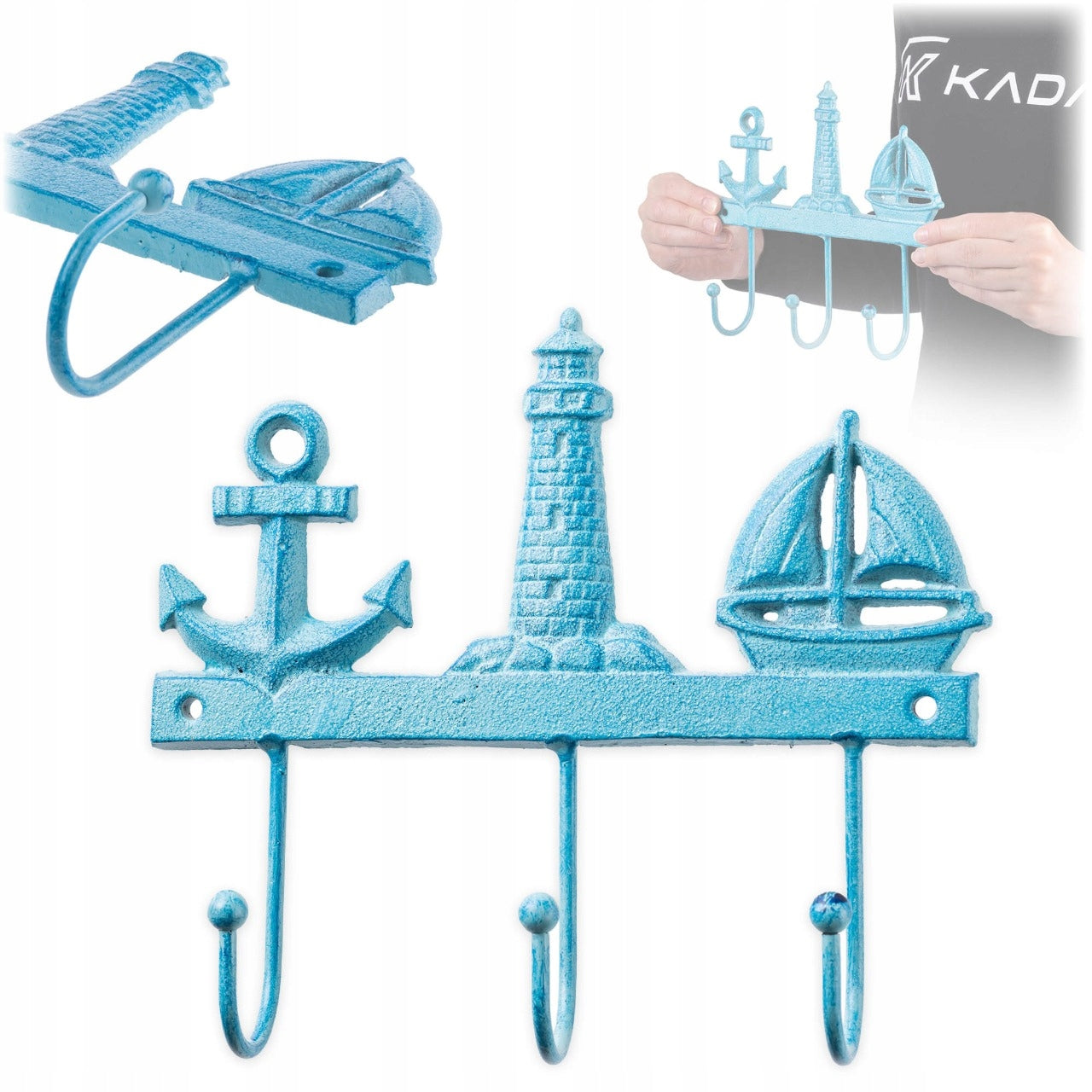 WALL HANGER CAST IRON HOOK 20cm DECORATIVE 3 VINTAGE HOOKS FOR WALL