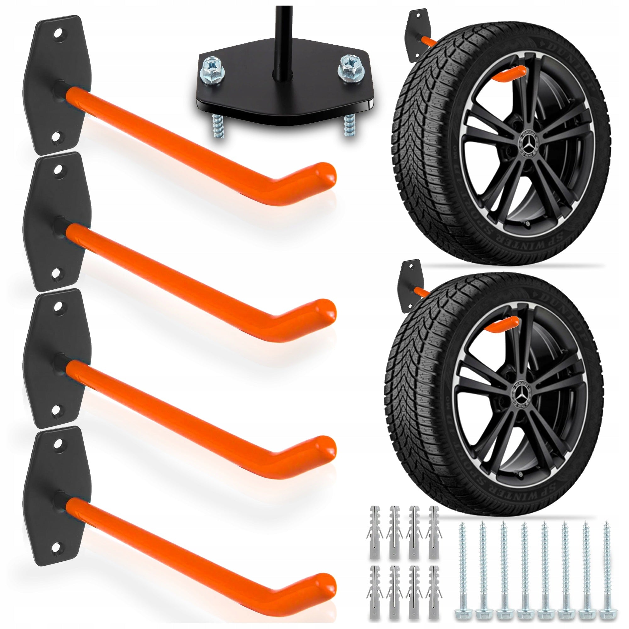 WALL HANGERS GARAGE HOOKS 60KG FOR TIRES BIKE TOOLS SET OF 4PCS