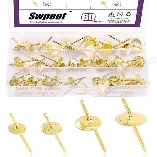 WALL HANGERS GOLD SET 60 PCS 4 SIZES FOR DIY STEEL PAINTINGS